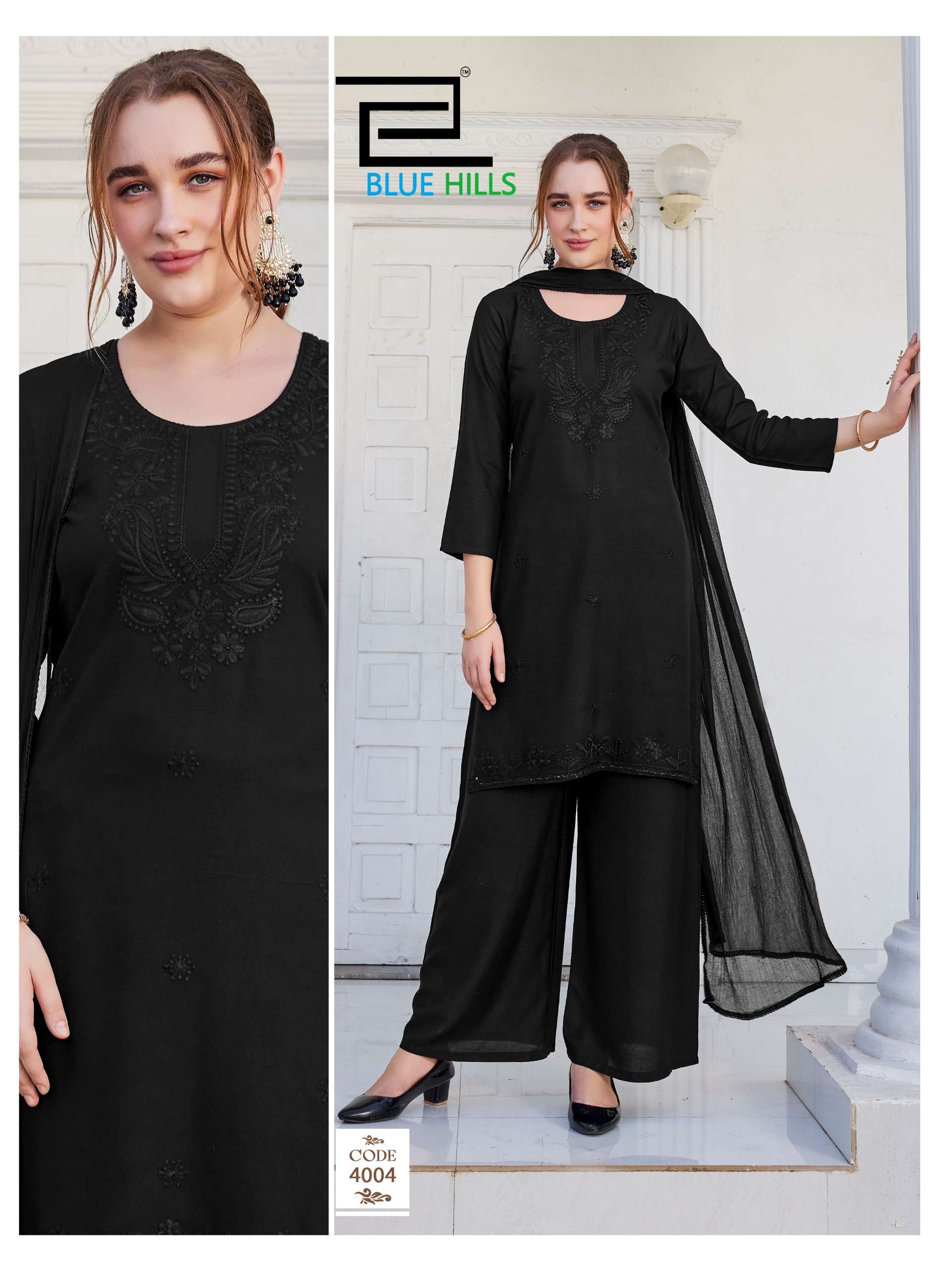 BLUE HILLS HAANIA RAYON FANCY EMBROIDERIES WORK LADIES 3PCS SET COLLECTION 