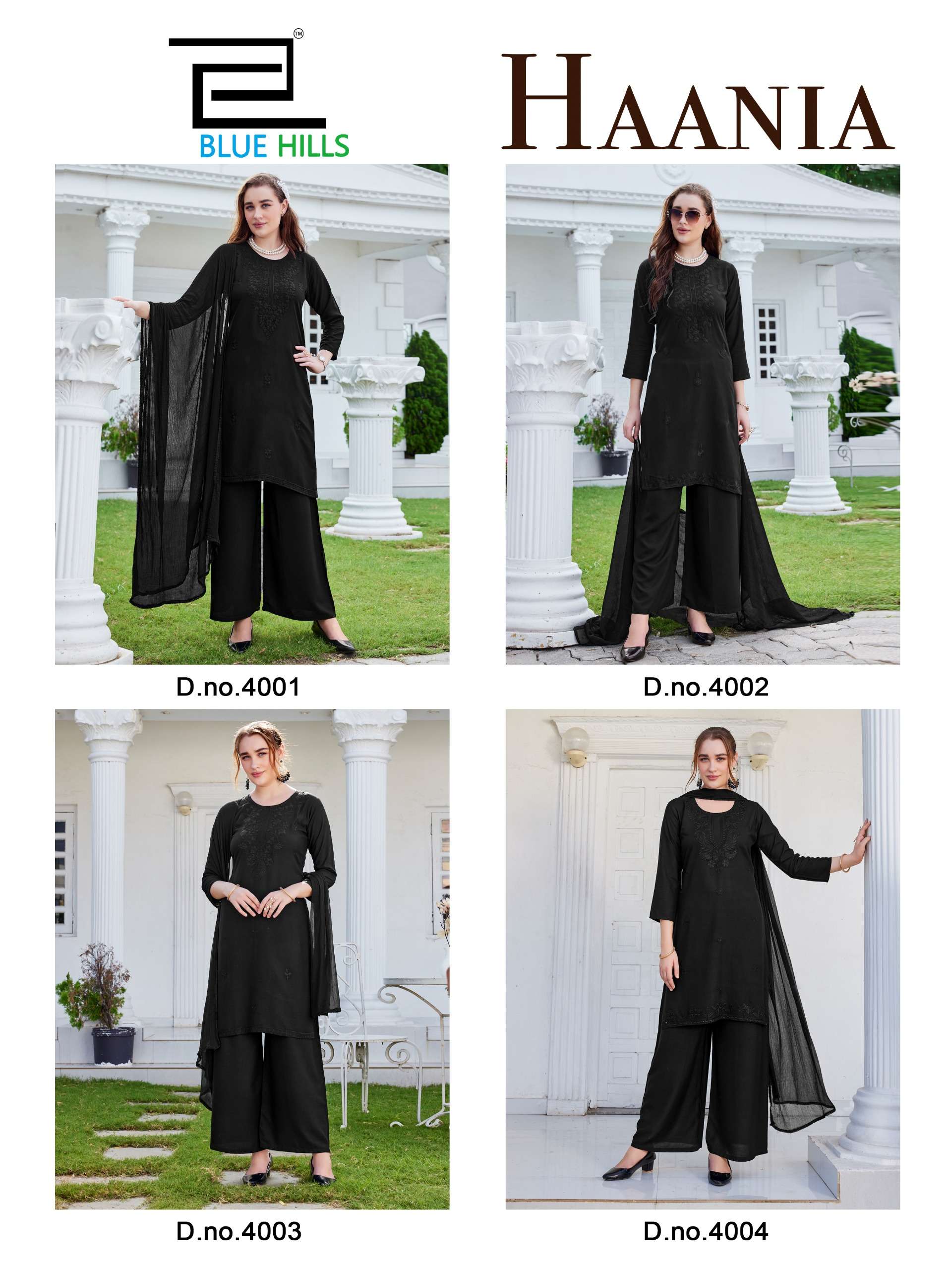 BLUE HILLS HAANIA RAYON FANCY EMBROIDERIES WORK LADIES 3PCS SET COLLECTION 