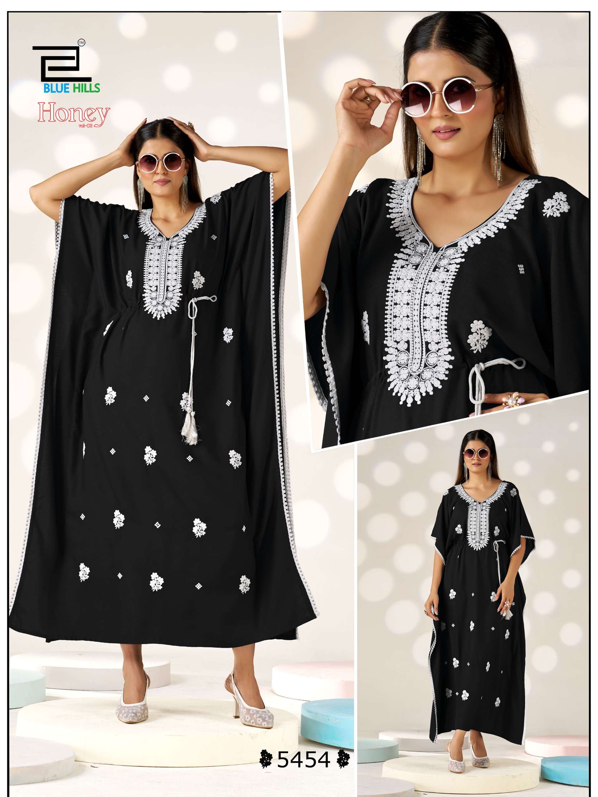 BLUE HILLS HONEY VOL 3 RAYON FANCY WORKS LADIES KAFTAN STYLE KURTI 