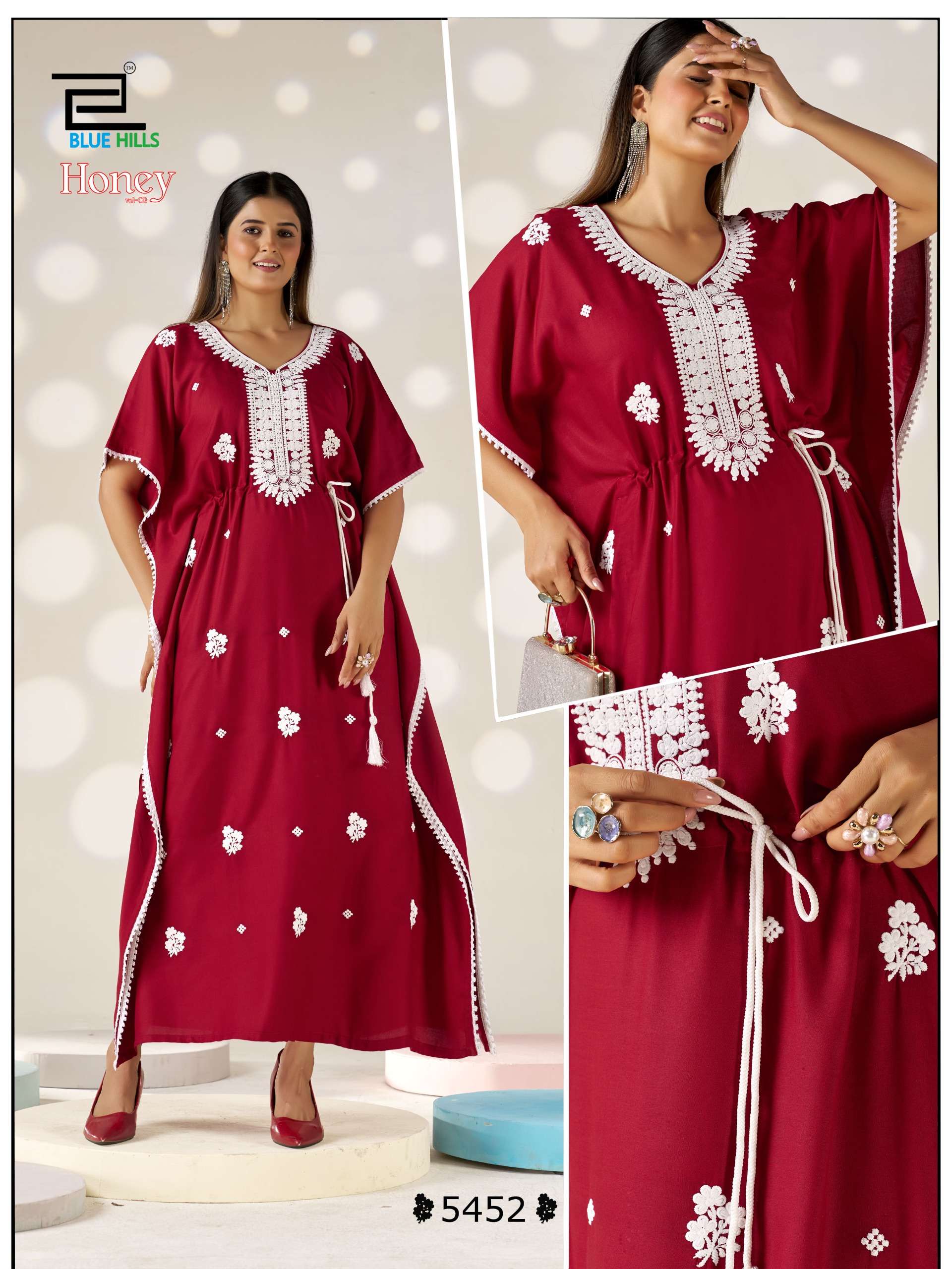 BLUE HILLS HONEY VOL 3 RAYON FANCY WORKS LADIES KAFTAN STYLE KURTI 