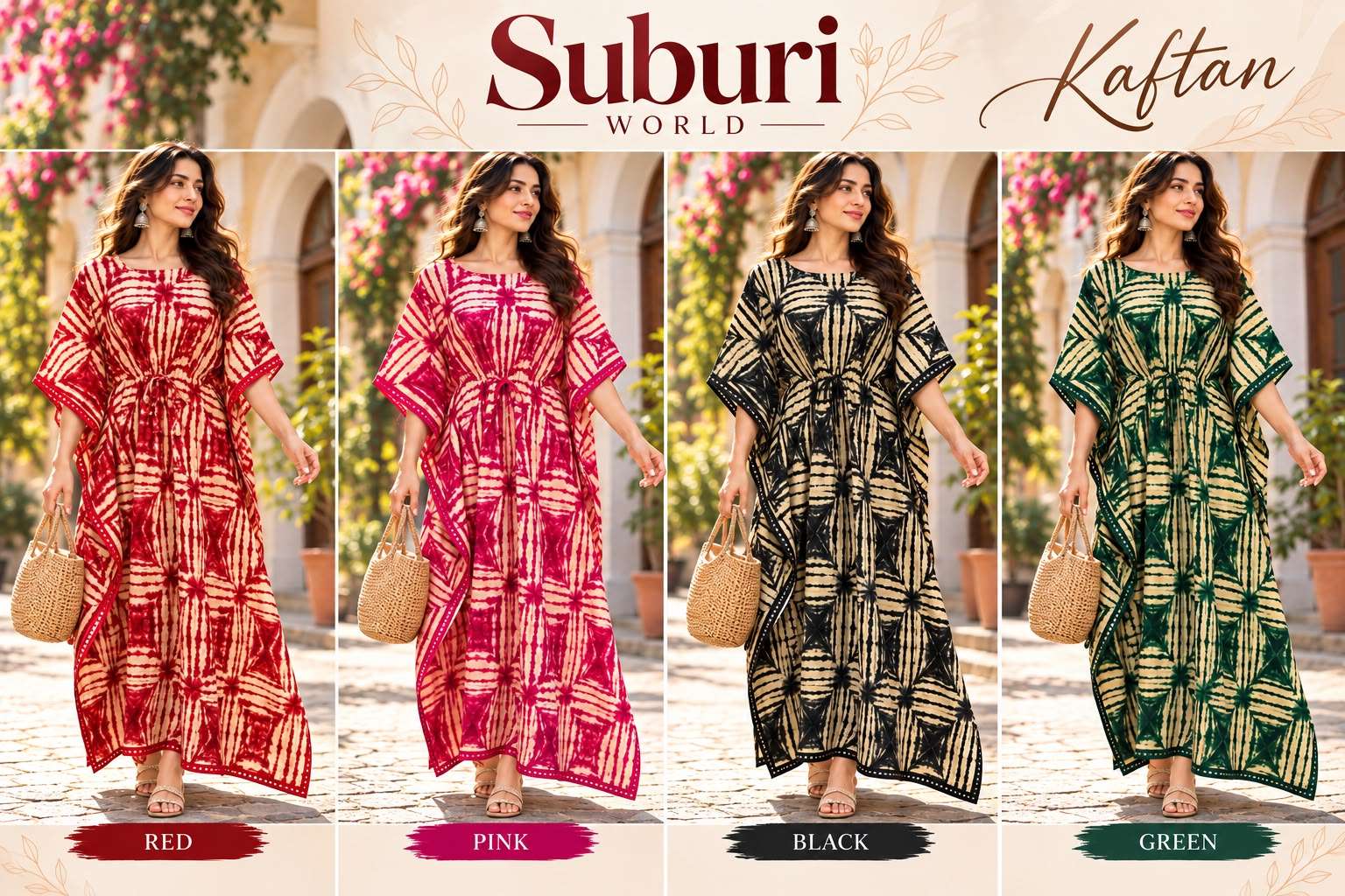 BLUE HILLS SUBURI WORLD RAYON PRINT FANCY WEAR LADIES KAFTAN 