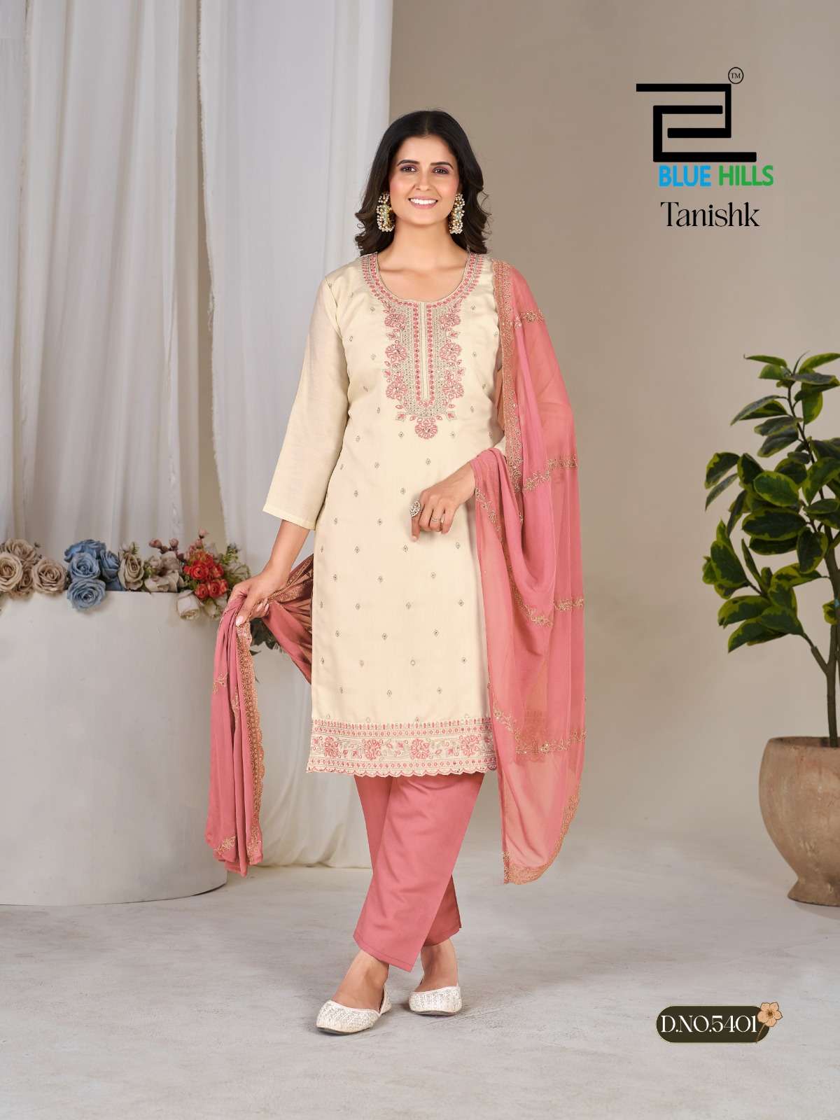 BLUE HILLS TANISHK SILK WITH SEQUENCE EMBROIDERY DESIGNER WORK 3PCS SET COLLECTION 