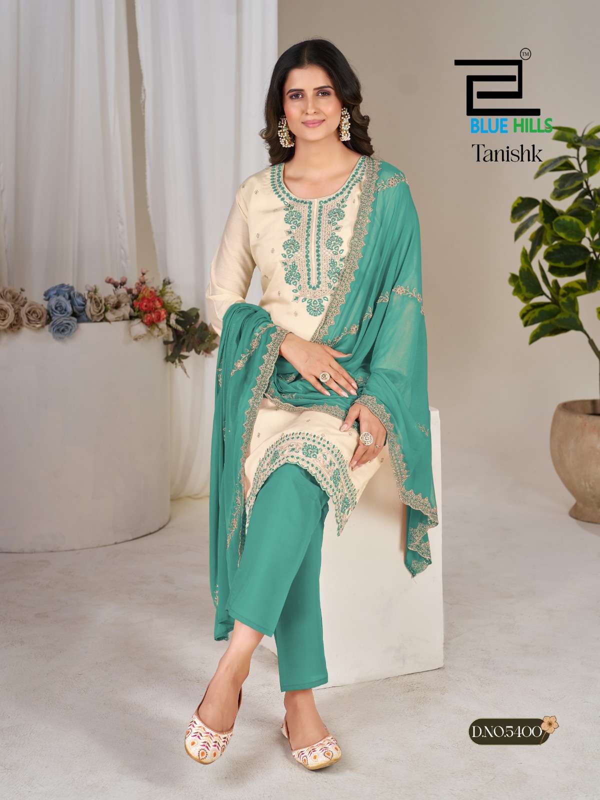 BLUE HILLS TANISHK SILK WITH SEQUENCE EMBROIDERY DESIGNER WORK 3PCS SET COLLECTION 