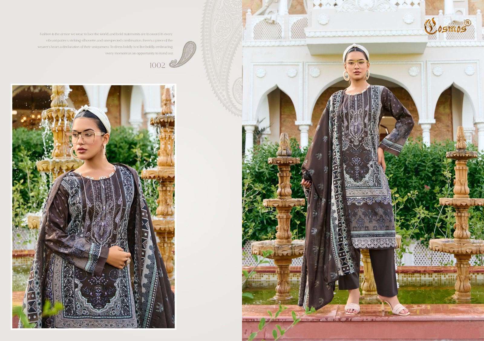 COSMOS FASHION JAZMIN VOL 1 LAWN COTTON PRINT WITH FANCY WORK SUIT