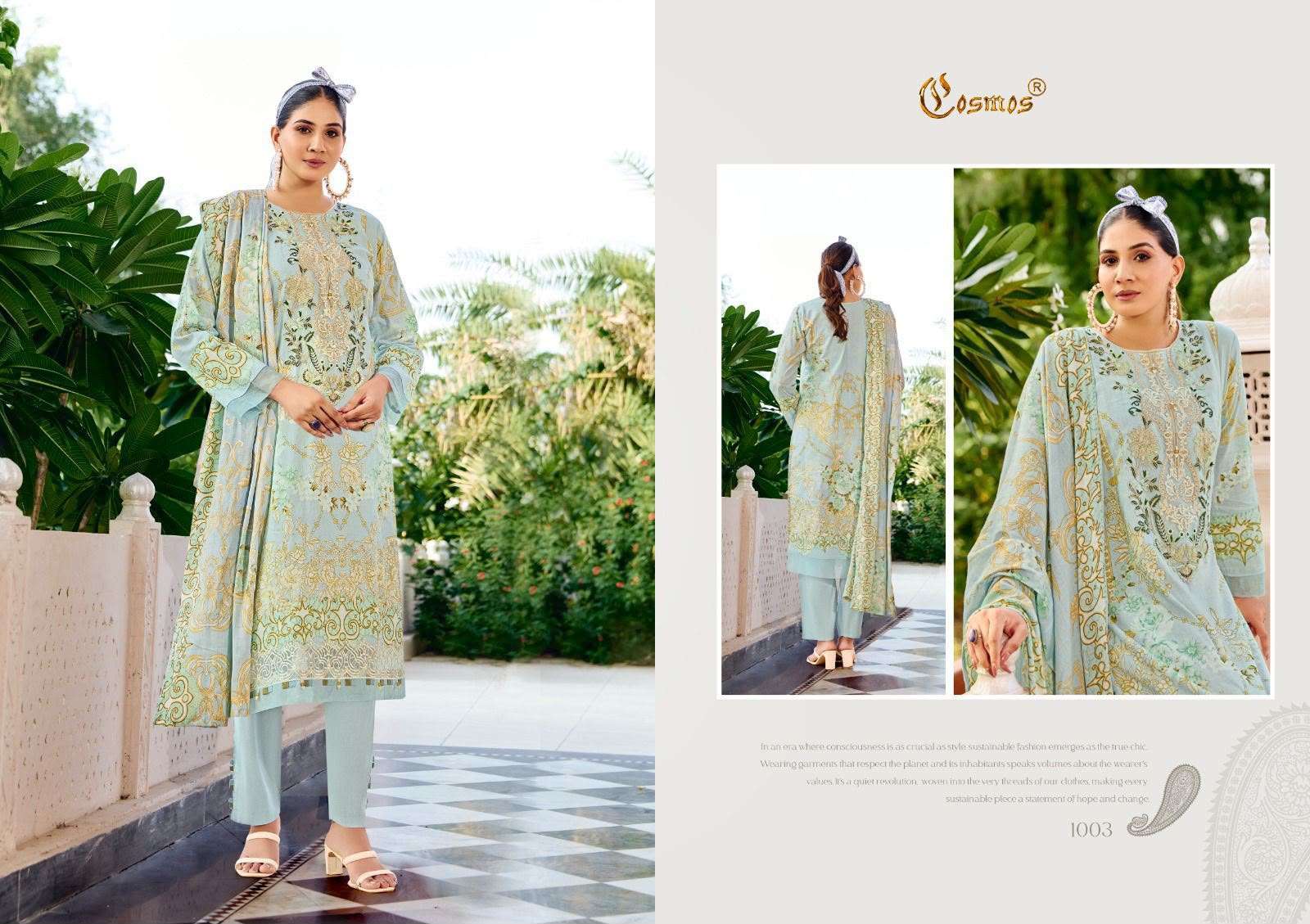 COSMOS FASHION JAZMIN VOL 1 LAWN COTTON PRINT WITH FANCY WORK SUIT