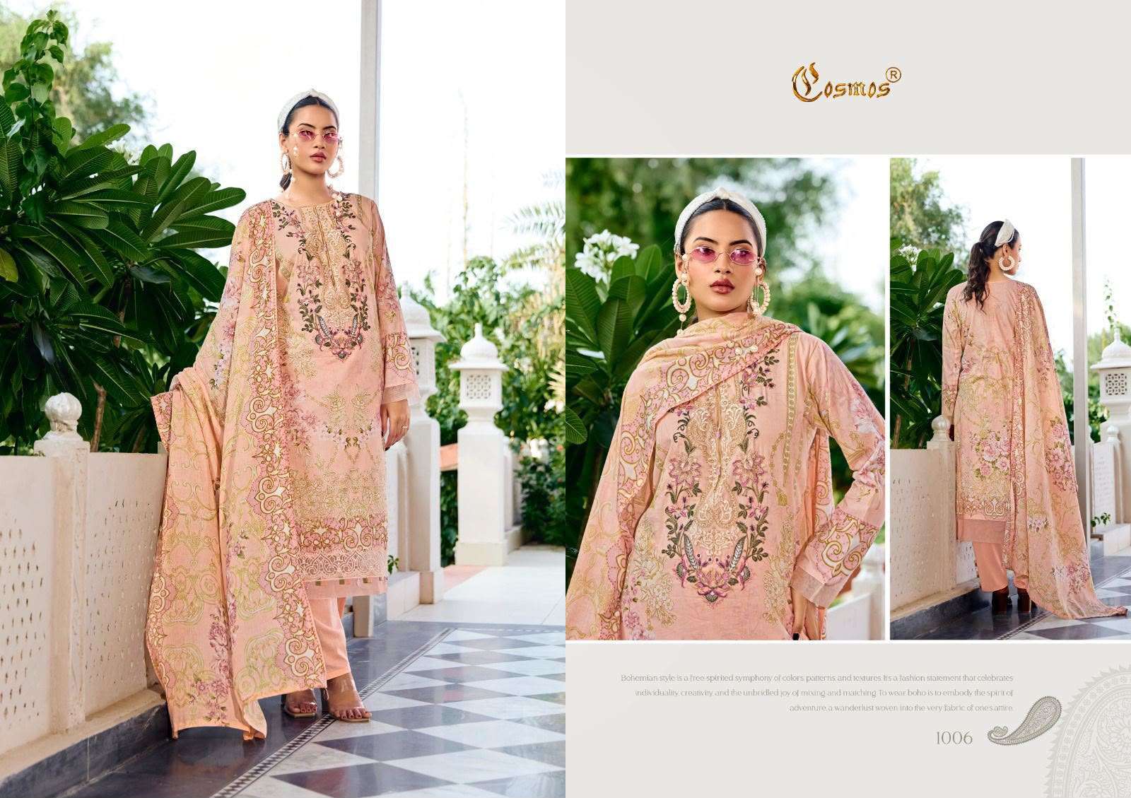 COSMOS FASHION JAZMIN VOL 1 LAWN COTTON PRINT WITH FANCY WORK SUIT