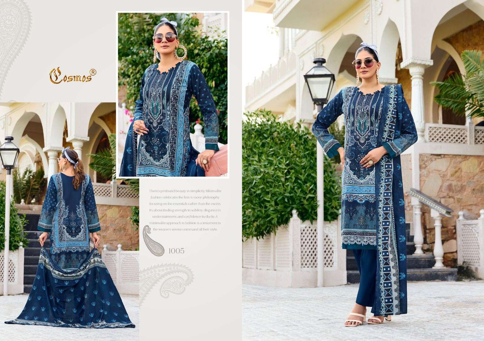 COSMOS FASHION JAZMIN VOL 1 LAWN COTTON PRINT WITH FANCY WORK SUIT