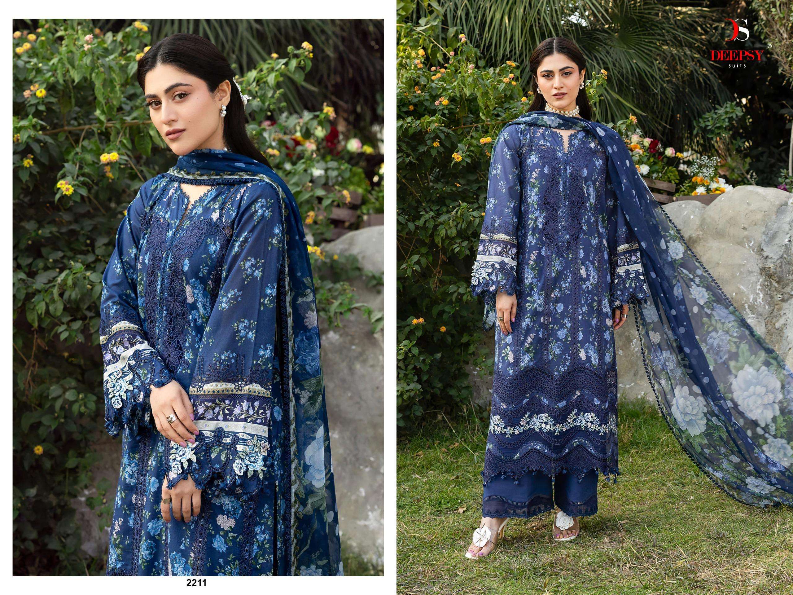 DEEPTEX PRINTS ELAF CHIKANKARI VOL 2 COTTON EMBROIDERED DESIGNER SUIT