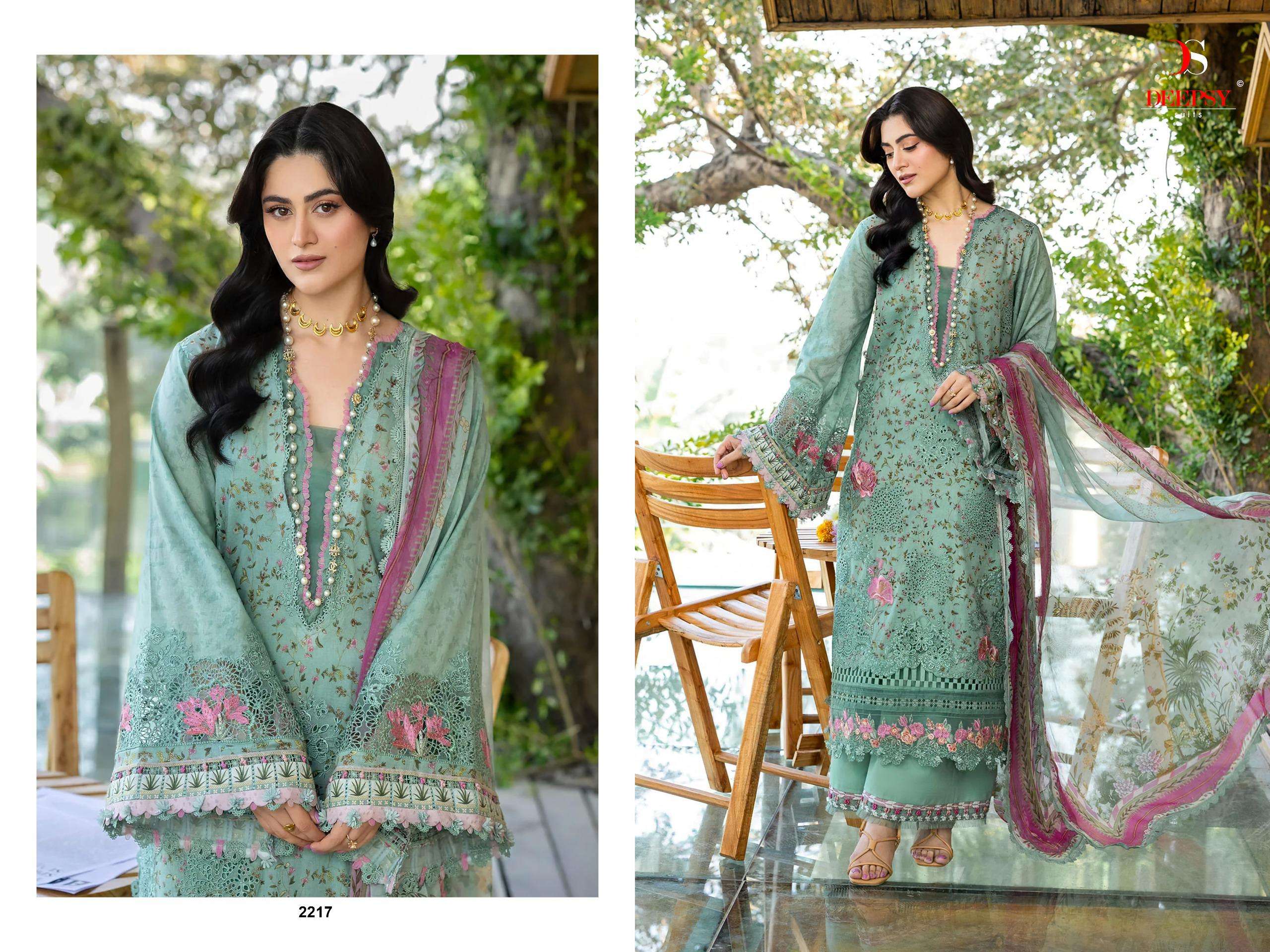 DEEPTEX PRINTS ELAF CHIKANKARI VOL 2 COTTON EMBROIDERED DESIGNER SUIT