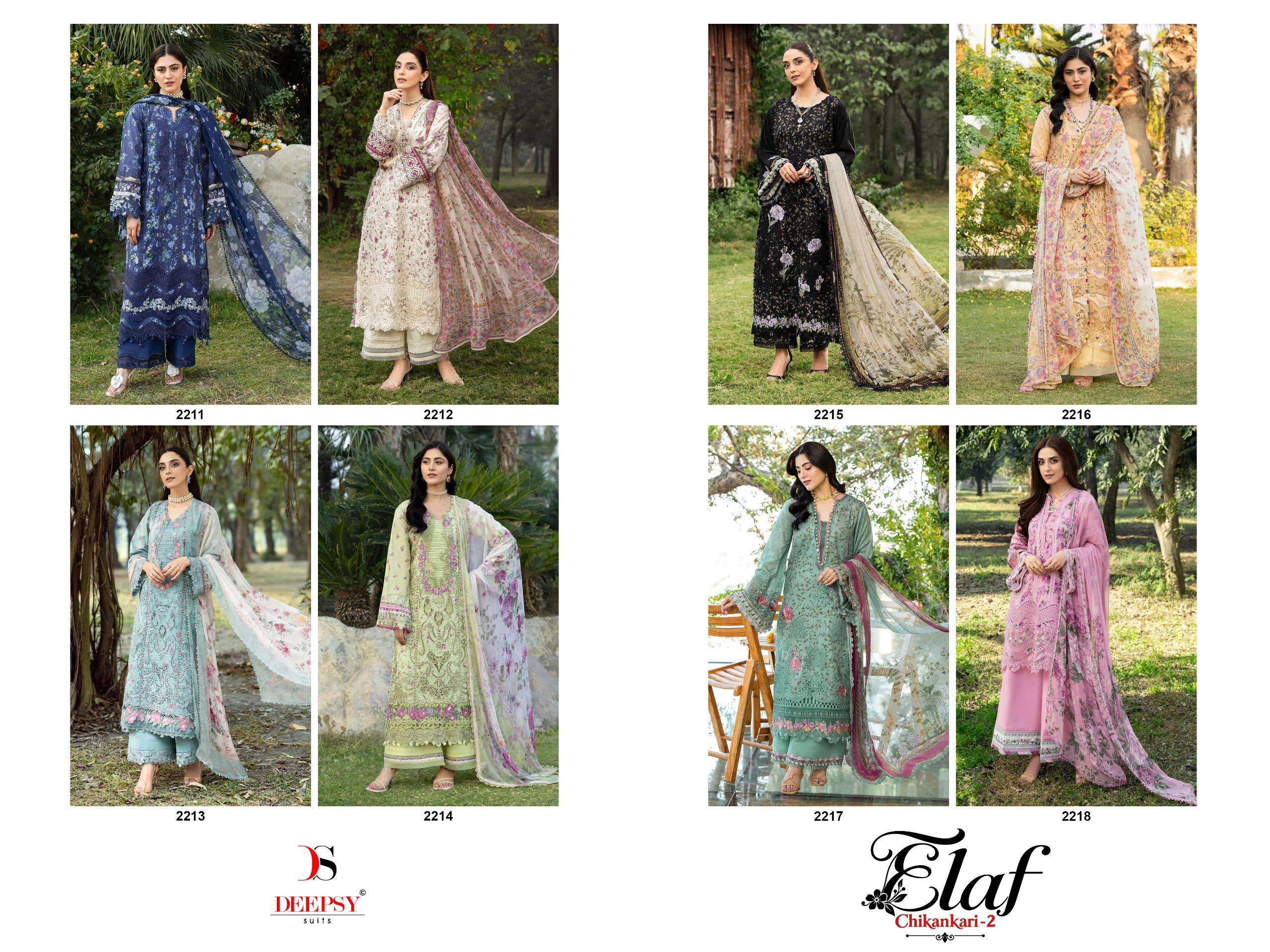 DEEPTEX PRINTS ELAF CHIKANKARI VOL 2 COTTON EMBROIDERED DESIGNER SUIT