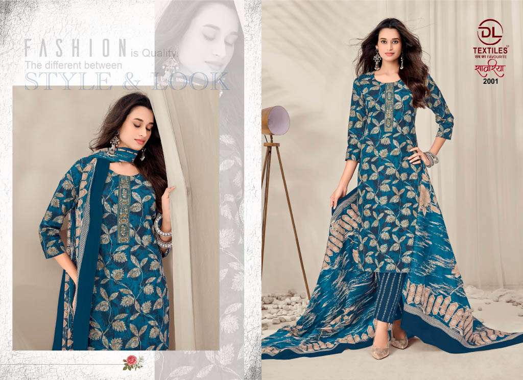 DL TEXTILES SAWARIYA VOL 2 COTTON PRINT WITH FANCY WORKS STITCHED SUIT COLLECTION 