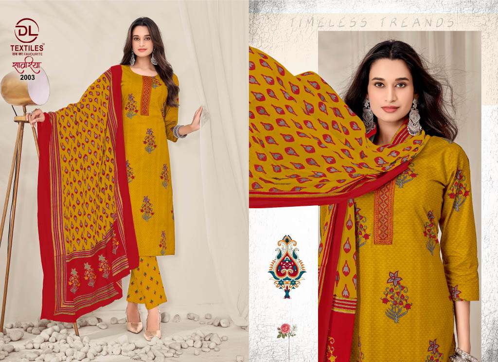 DL TEXTILES SAWARIYA VOL 2 COTTON PRINT WITH FANCY WORKS STITCHED SUIT COLLECTION 