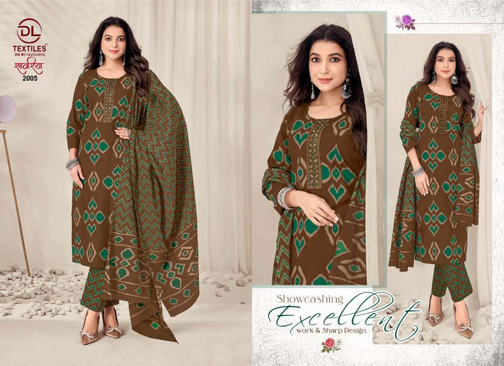 DL TEXTILES SAWARIYA VOL 2 COTTON PRINT WITH FANCY WORKS STITCHED SUIT COLLECTION 