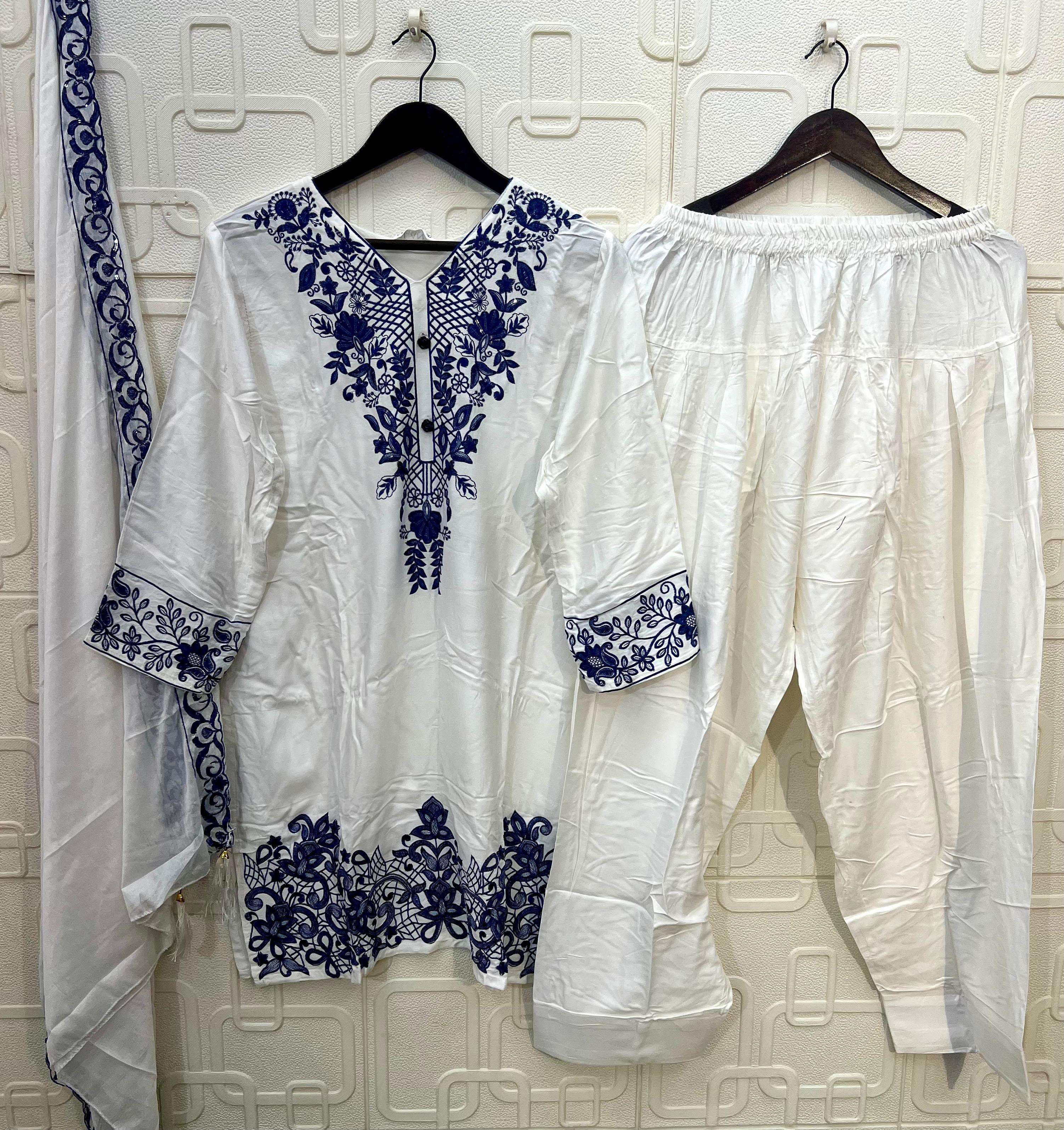 ELAN STUDI E 57 SILK HEAVY EMBROIDERED DESIGNER READY MADE SUIT