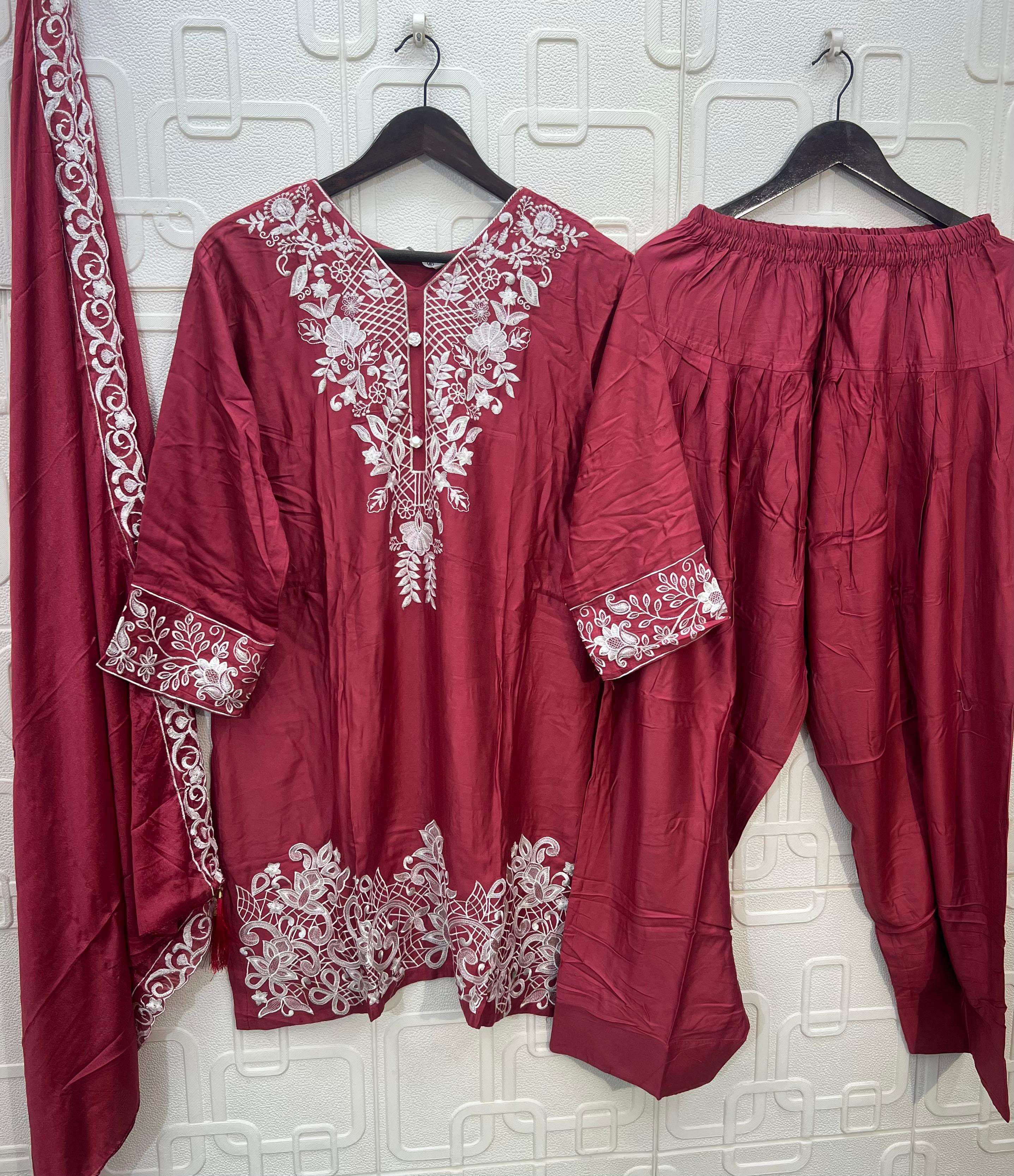 ELAN STUDI E 57 SILK HEAVY EMBROIDERED DESIGNER READY MADE SUIT