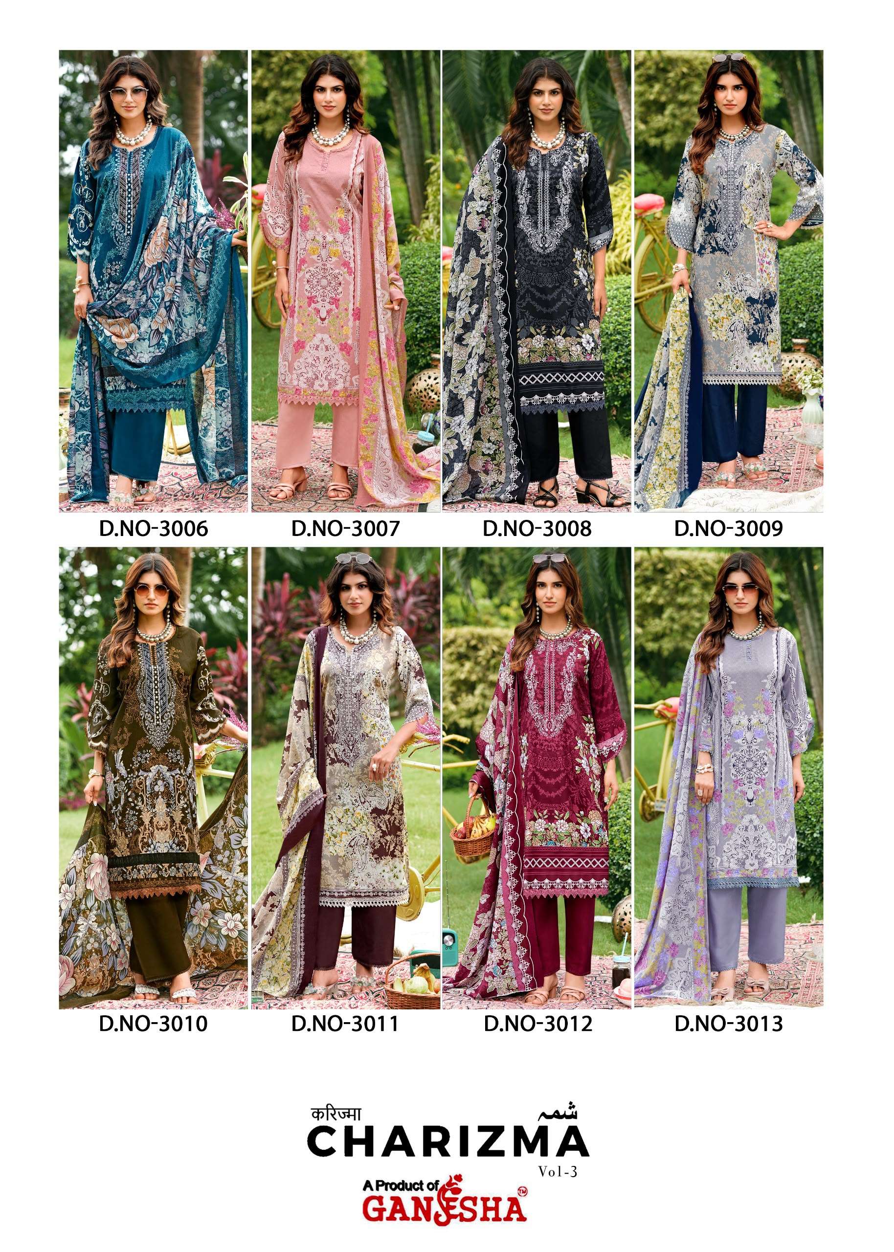 FALAK INTERNATIONAL GANESHA CHARIZMA VOL 3 COTTON DIGITAL STYLE PRINT SALWAR SUIT