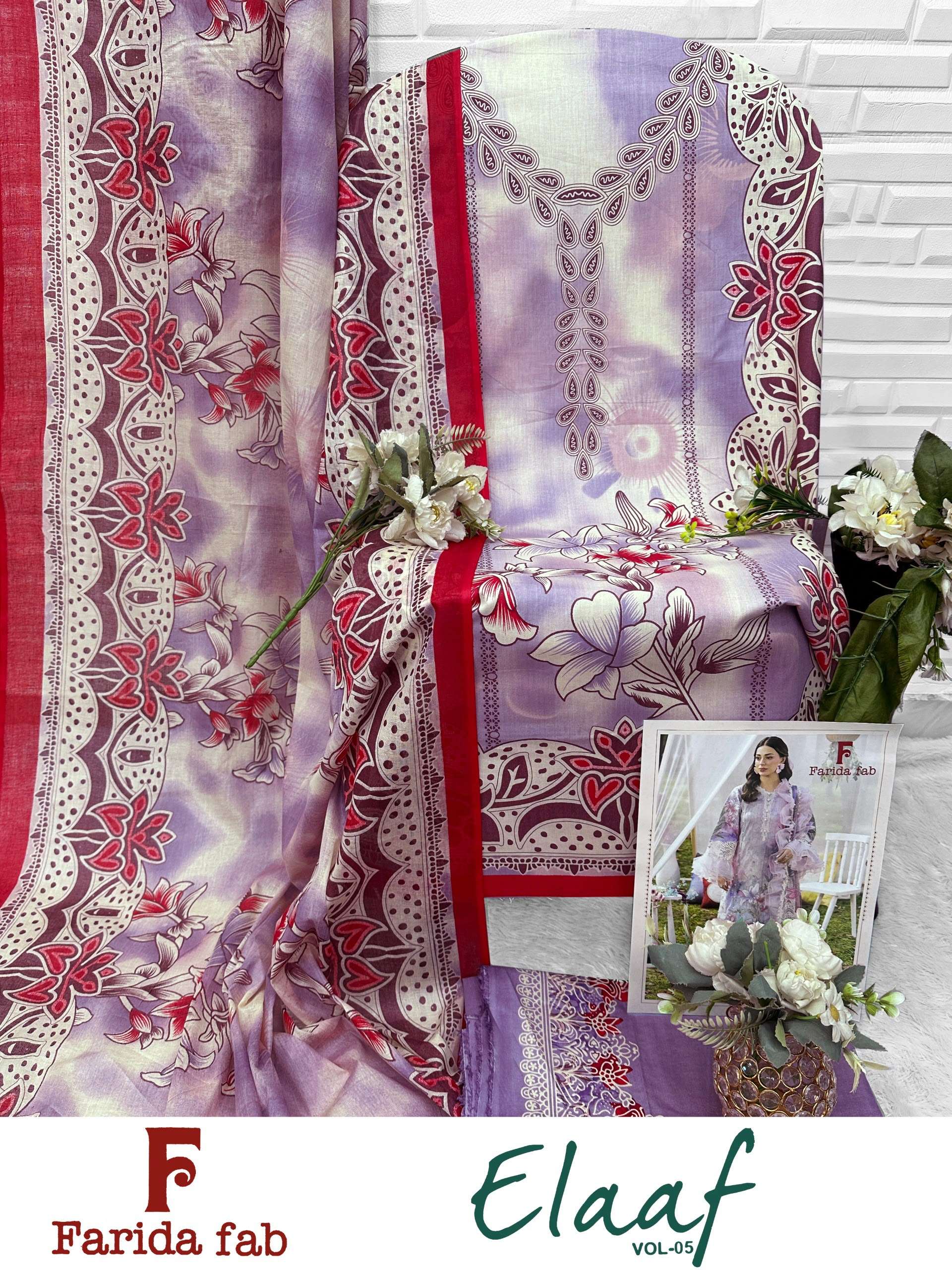 FARIDA FAB ELAAF VOL 5 COTTON DIGITAL PRINT SALWAR SUIT