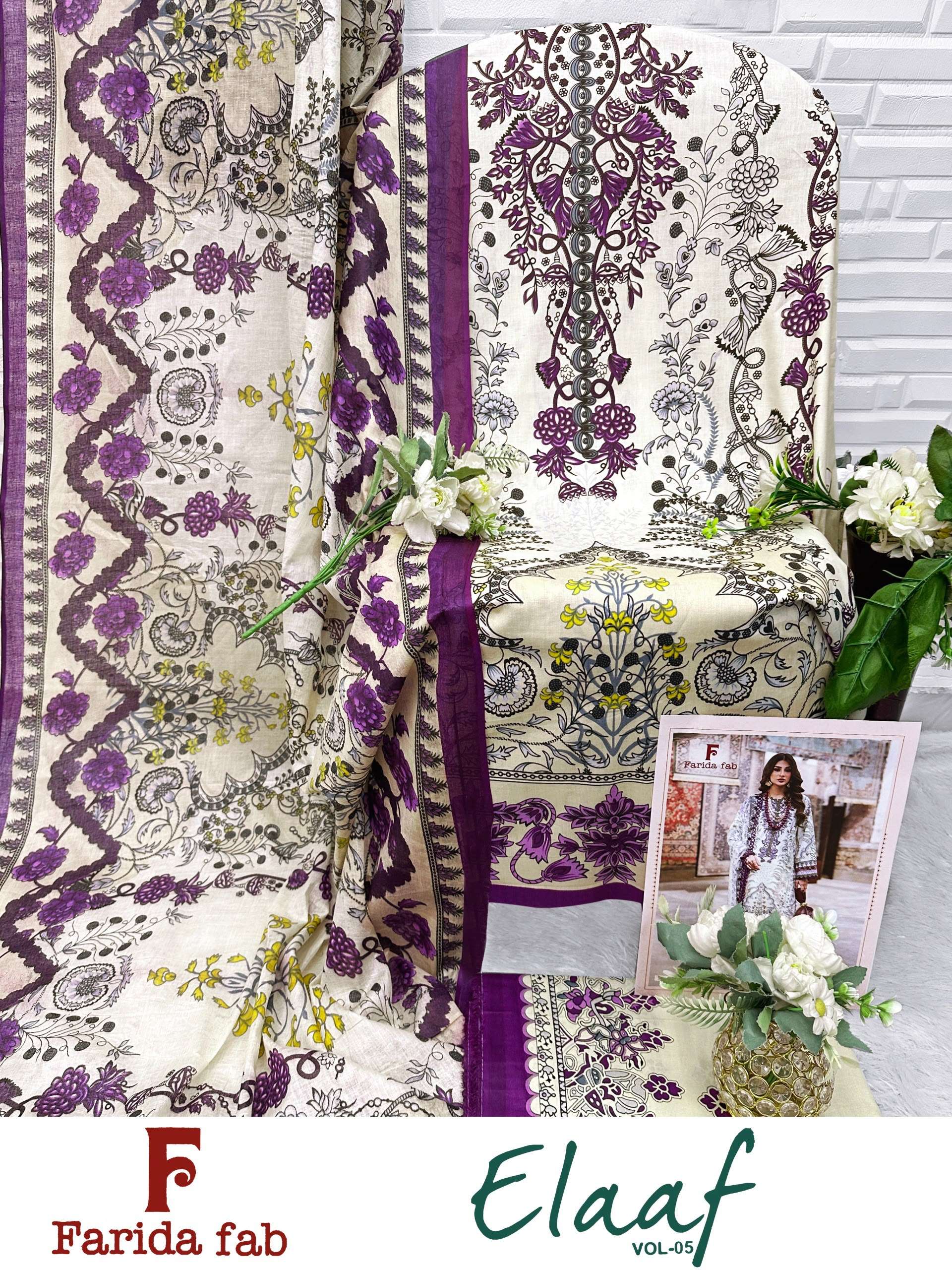 FARIDA FAB ELAAF VOL 5 COTTON DIGITAL PRINT SALWAR SUIT