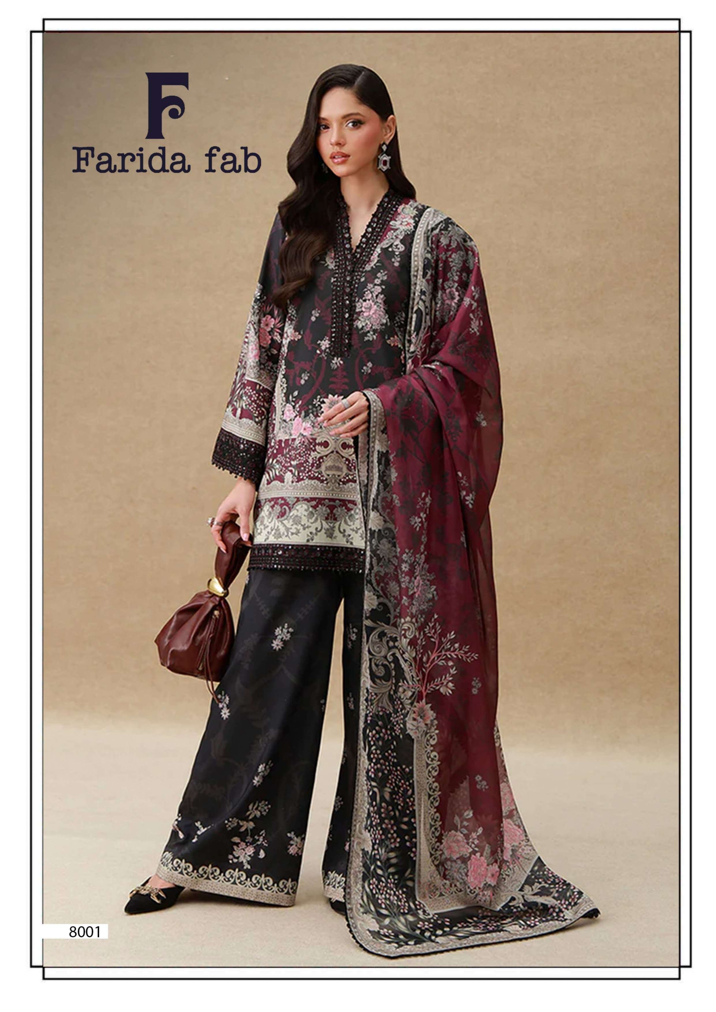 FARIDA FAB RAMSHA VOL 8 COTTON DIGITAL PRINTS SALWAR SUIT