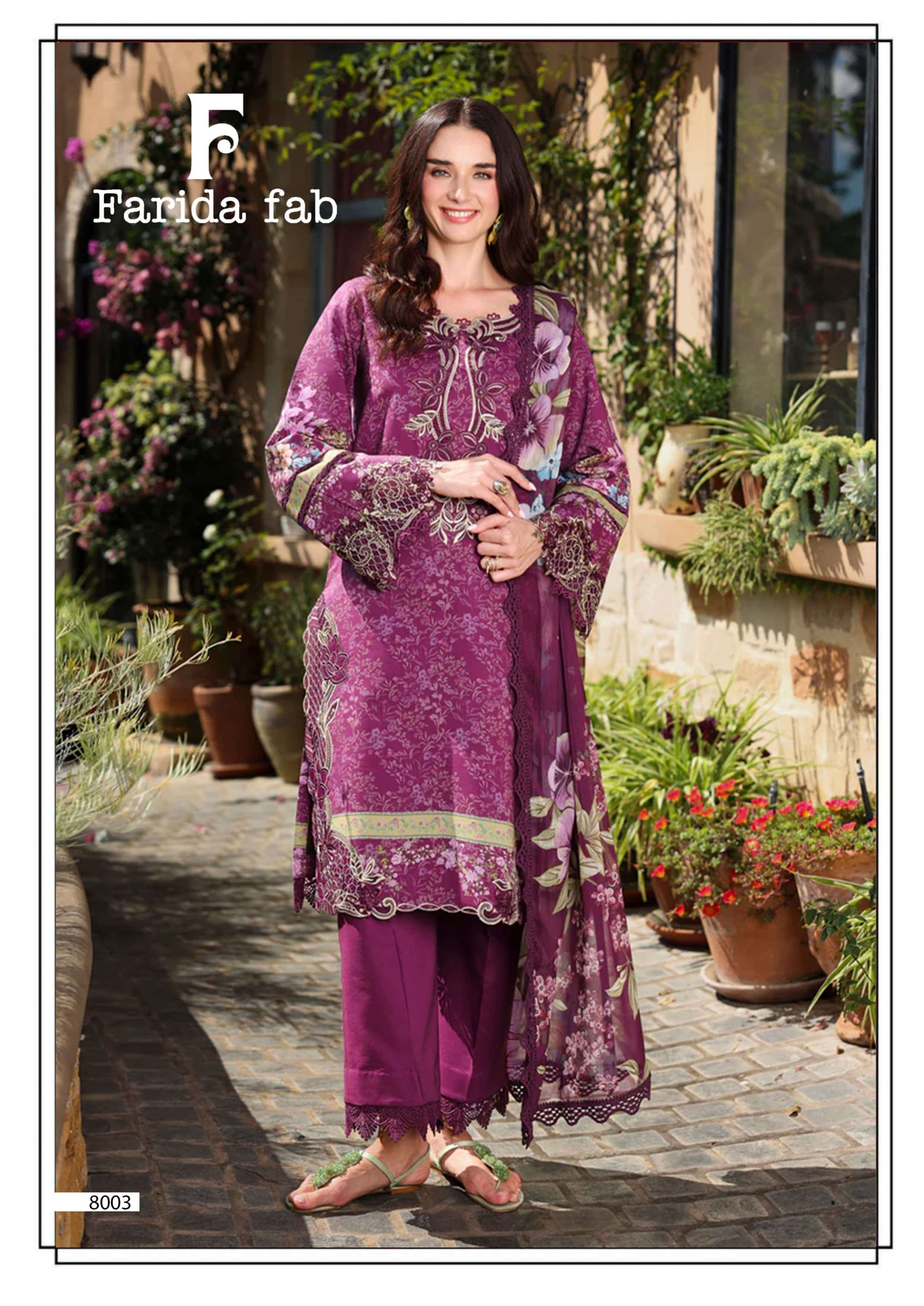 FARIDA FAB RAMSHA VOL 8 COTTON DIGITAL PRINTS SALWAR SUIT