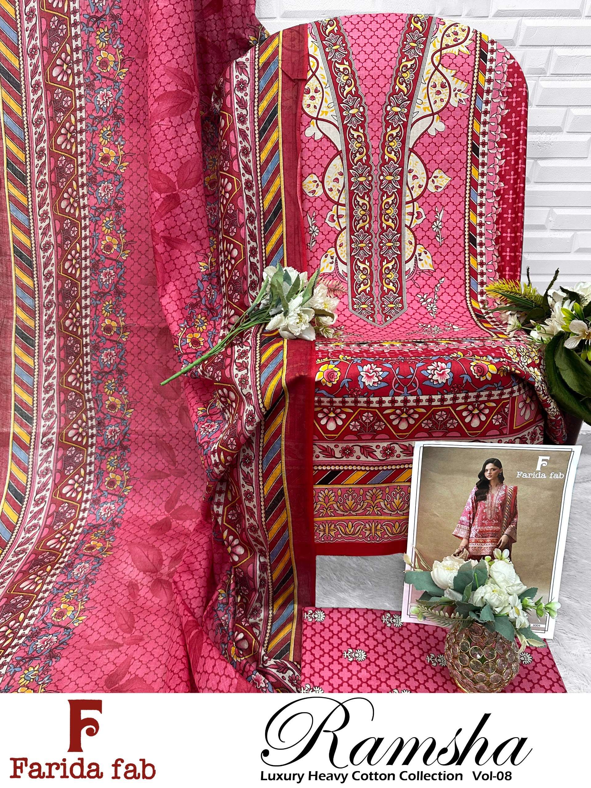 FARIDA FAB RAMSHA VOL 8 COTTON DIGITAL PRINTS SALWAR SUIT