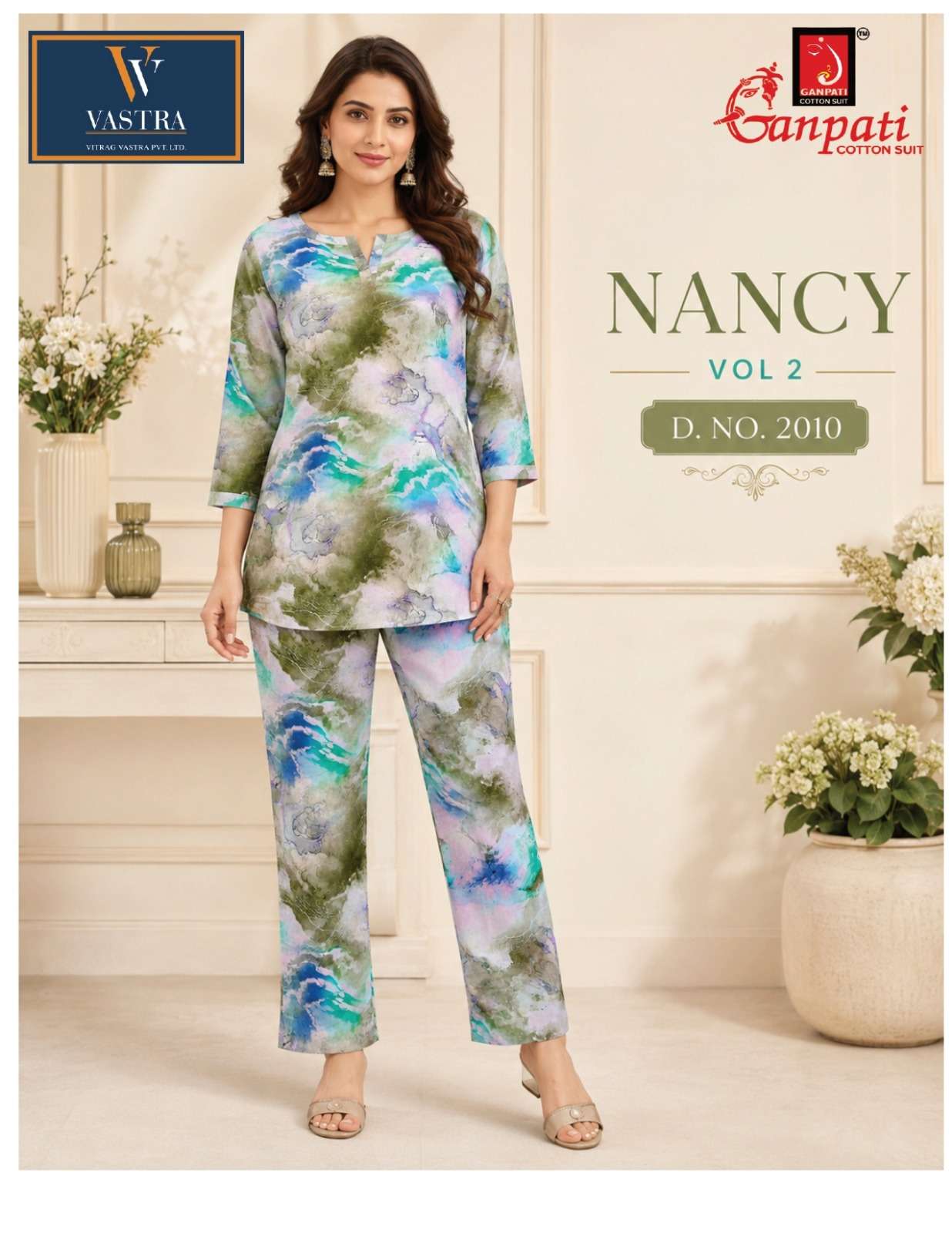 GANPATI NANCY VOL 2 RAYON DIGITAL PRINTED CO-ORD SET