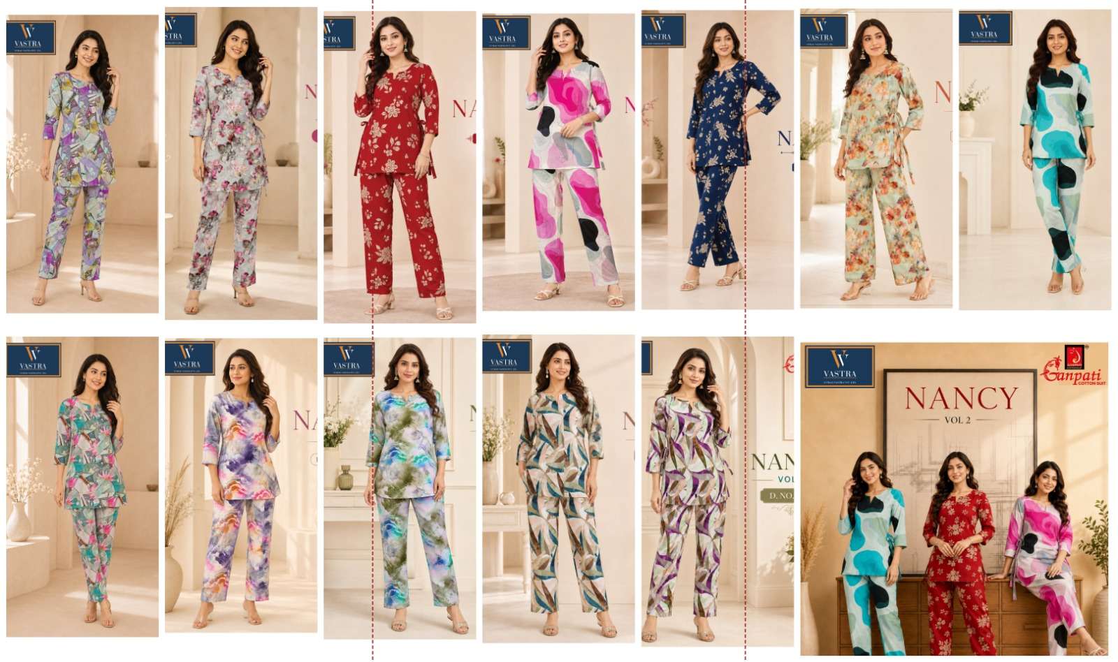 GANPATI NANCY VOL 2 RAYON DIGITAL PRINTED CO-ORD SET