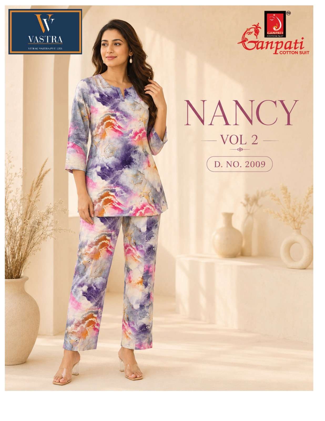 GANPATI NANCY VOL 2 RAYON DIGITAL PRINTED CO-ORD SET