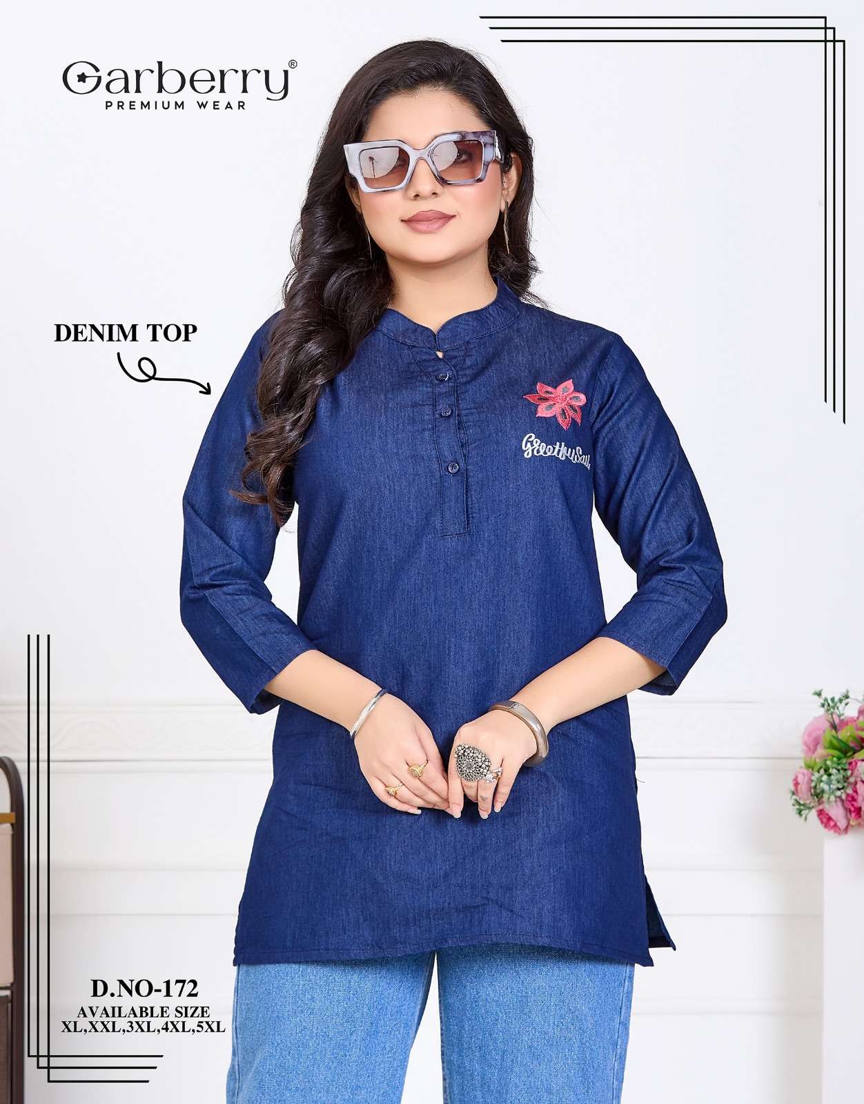 GARBERRY D NO 172 DENIM FANCY CAUSAL WEAR LOOKS LADIES TOP 