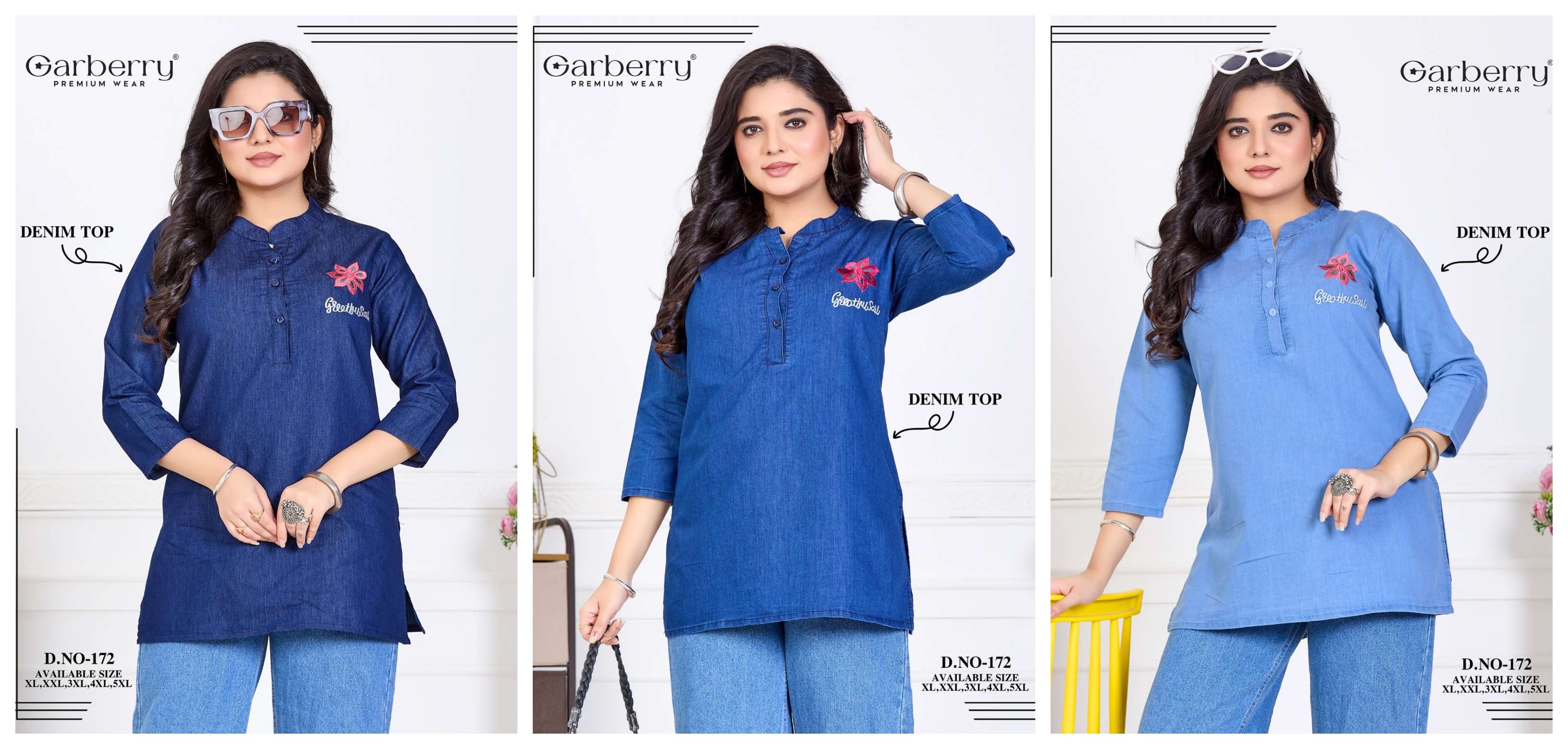 GARBERRY D NO 172 DENIM FANCY CAUSAL WEAR LOOKS LADIES TOP 