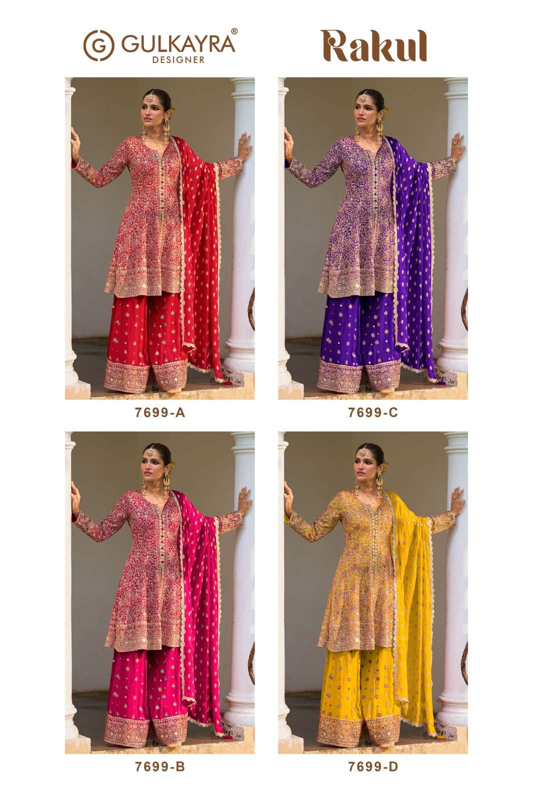 GULKAYRA DESIGNER RAKUL GEORGETTE HEAVY EMBROIDERED DESIGNER WEDDING WEAR LADIES SUIT