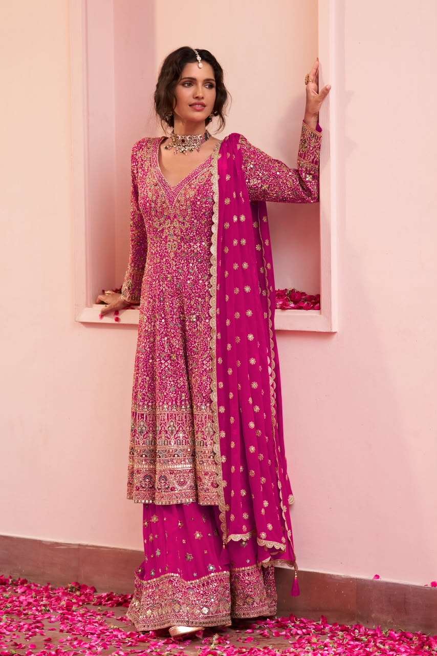 GULKAYRA DESIGNER SAIRA GEORGETTE HEAVY EMBROIDERED DESIGNER WEDDING FUNCTION WEAR LADIES SUIT