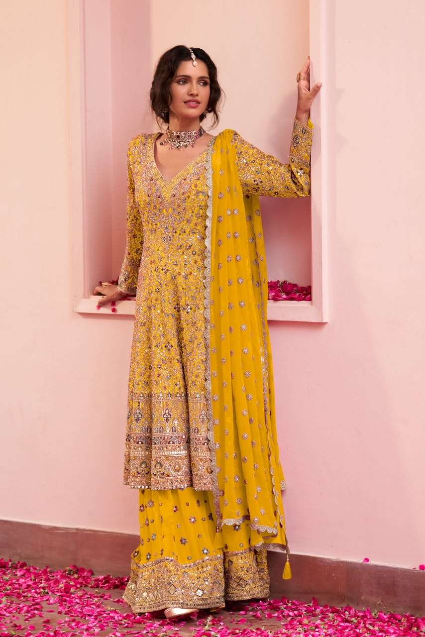 GULKAYRA DESIGNER SAIRA GEORGETTE HEAVY EMBROIDERED DESIGNER WEDDING FUNCTION WEAR LADIES SUIT