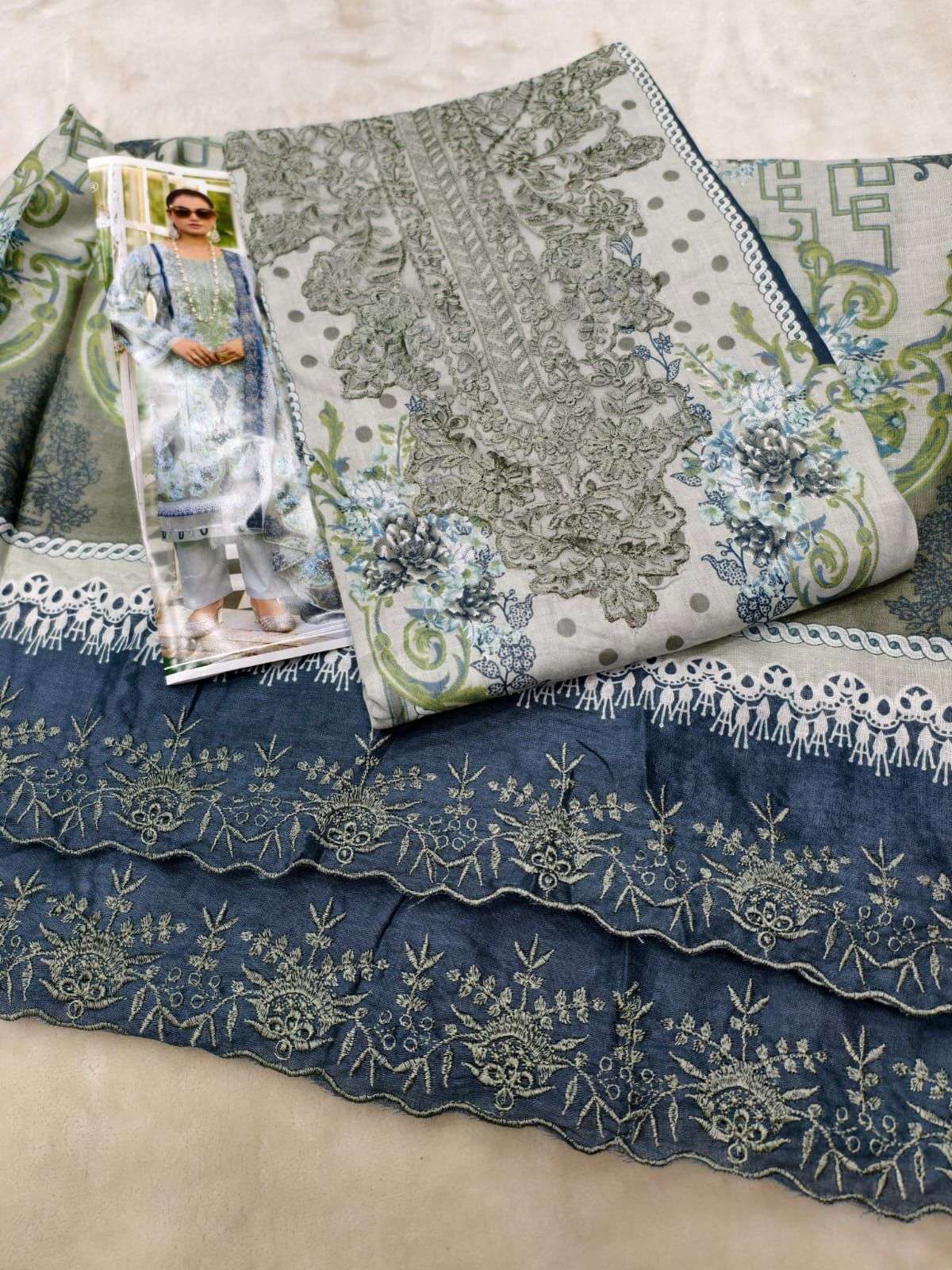 HALA DESIGNER NEEDLE WONDER LAWN COTTON WITH PATCH EMBROIDERY WORK SUIT