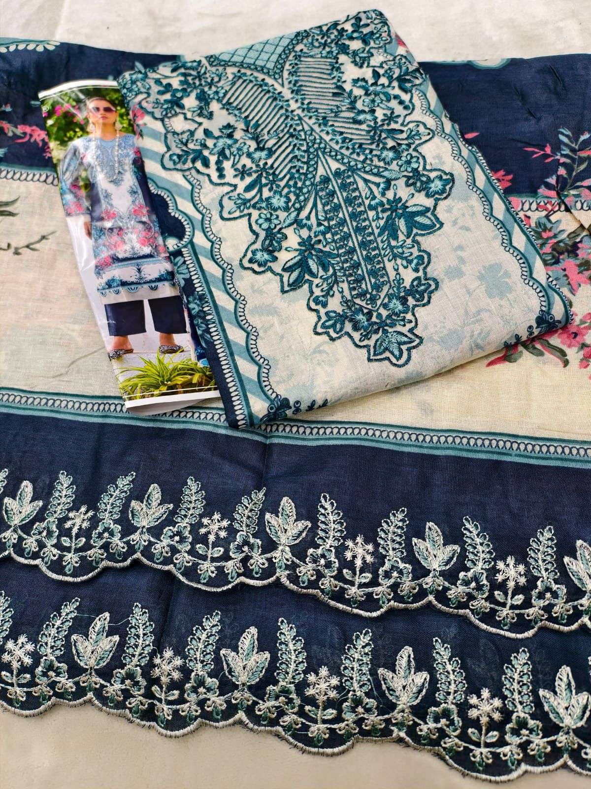 HALA DESIGNER NEEDLE WONDER LAWN COTTON WITH PATCH EMBROIDERY WORK SUIT