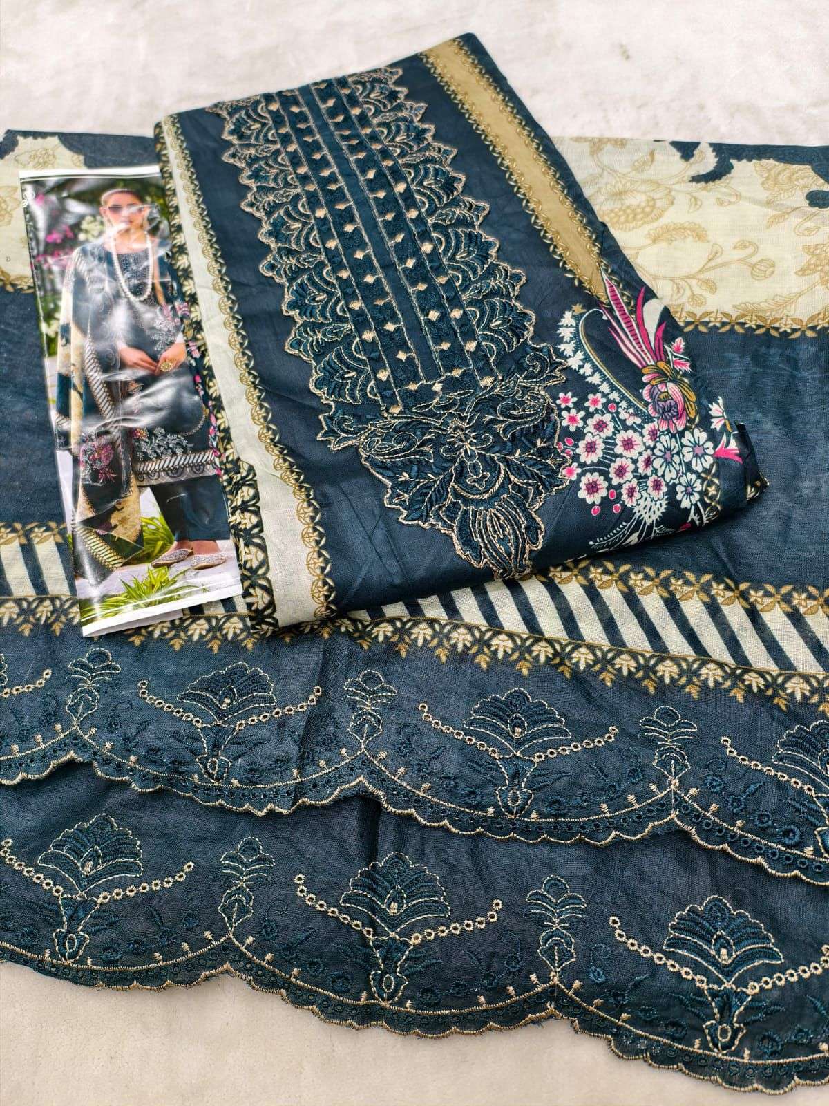 HALA DESIGNER NEEDLE WONDER LAWN COTTON WITH PATCH EMBROIDERY WORK SUIT