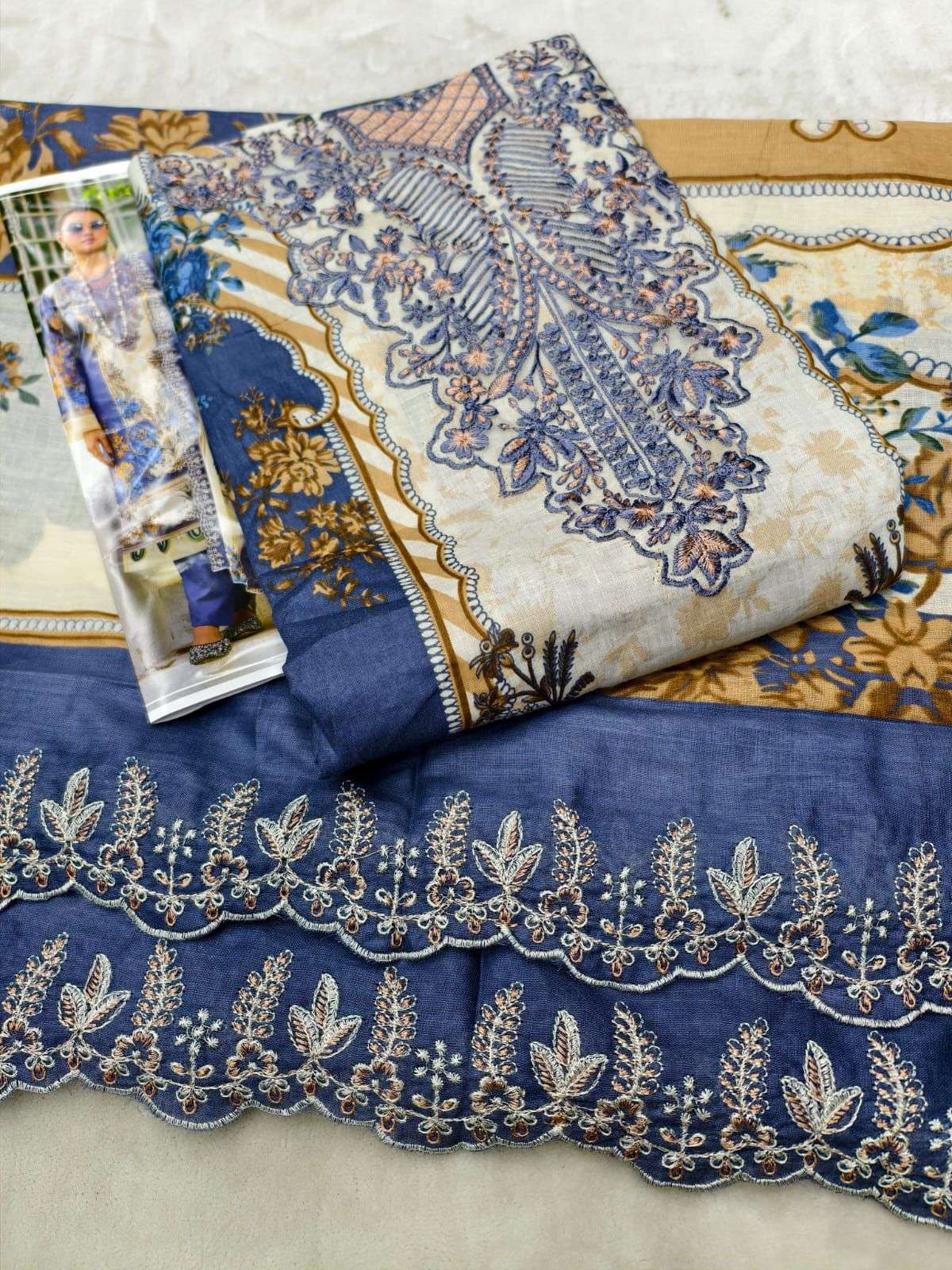 HALA DESIGNER NEEDLE WONDER LAWN COTTON WITH PATCH EMBROIDERY WORK SUIT