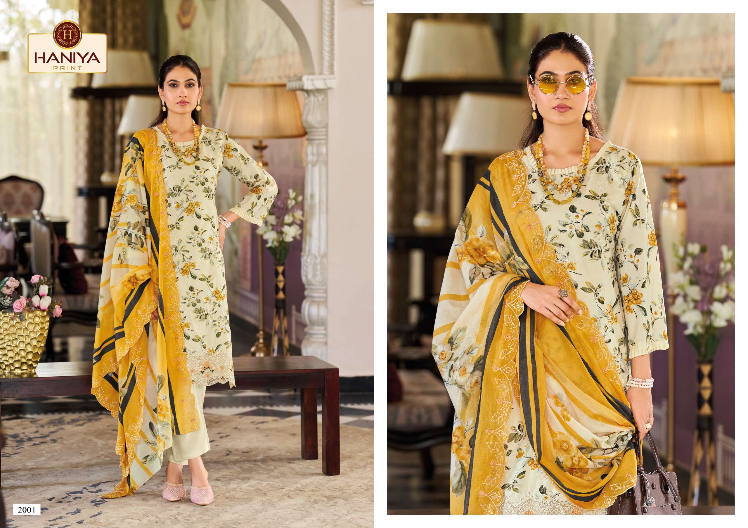HANIYA PRINT NOOR E JAM COTTON DIGITAL PRINTS WITH EMBROIDERY DESIGNER WORK SUIT