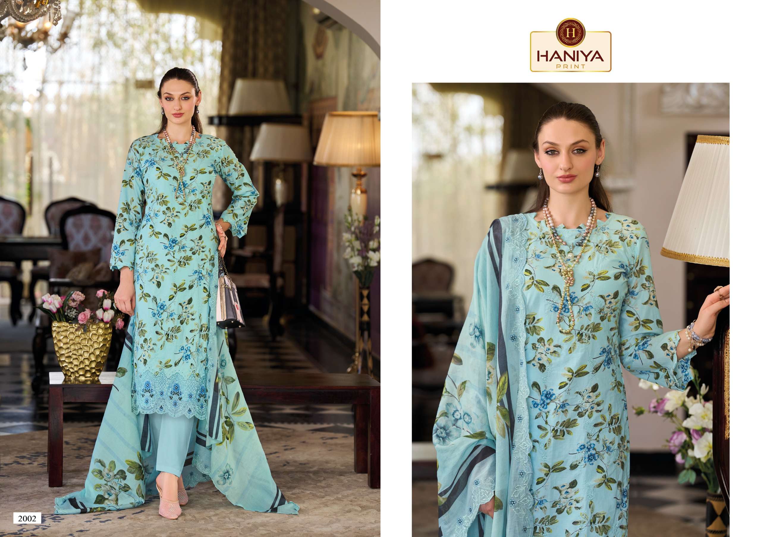 HANIYA PRINT NOOR E JAM COTTON DIGITAL PRINTS WITH EMBROIDERY DESIGNER WORK SUIT