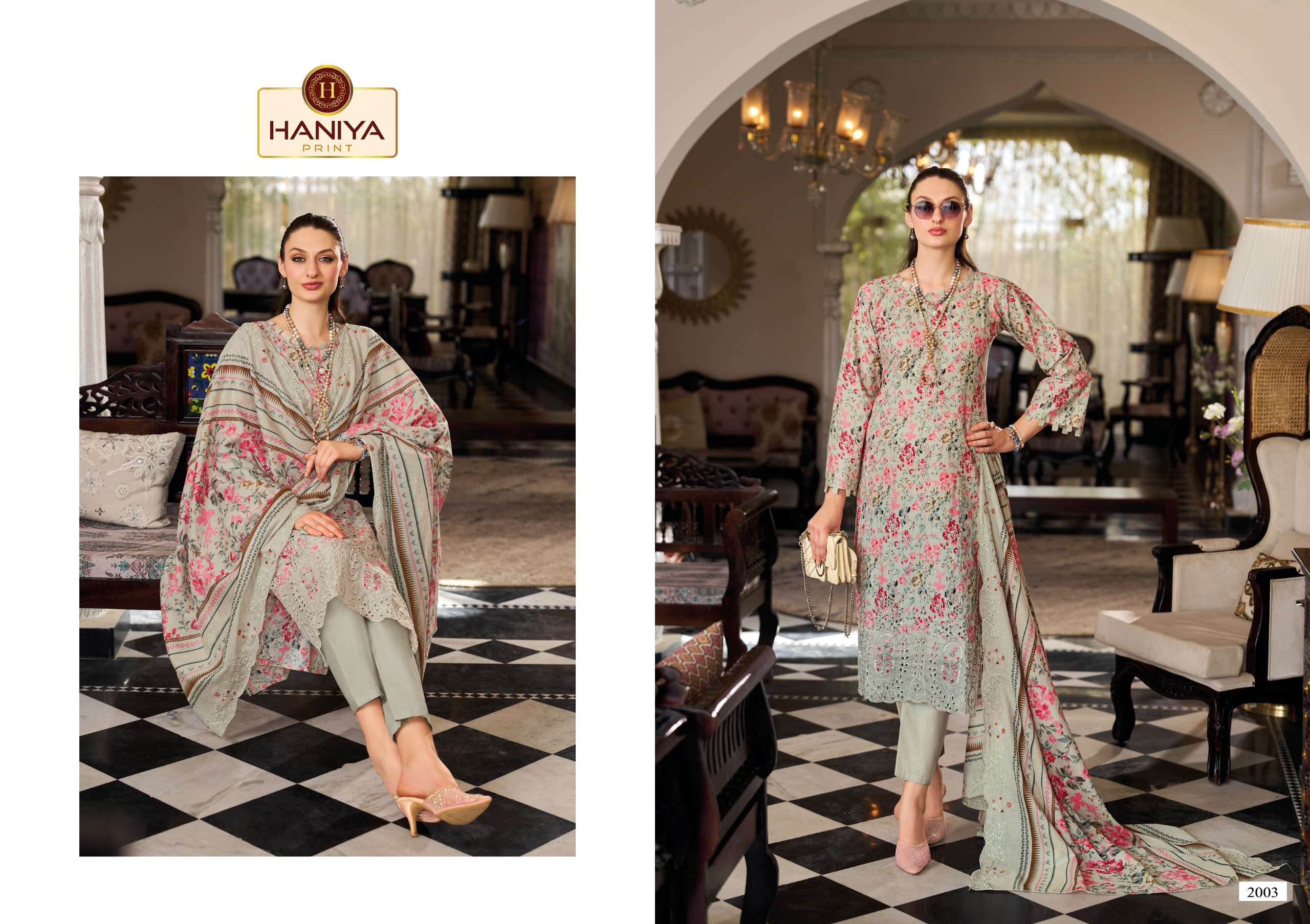 HANIYA PRINT NOOR E JAM COTTON DIGITAL PRINTS WITH EMBROIDERY DESIGNER WORK SUIT