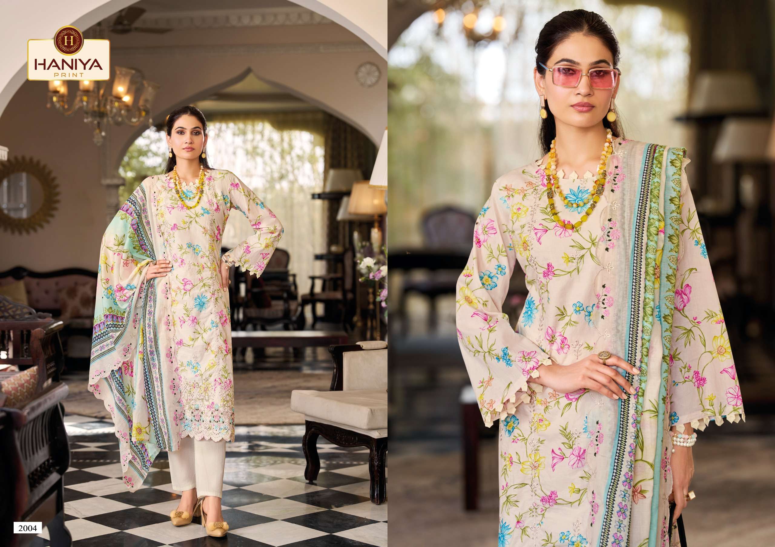 HANIYA PRINT NOOR E JAM COTTON DIGITAL PRINTS WITH EMBROIDERY DESIGNER WORK SUIT