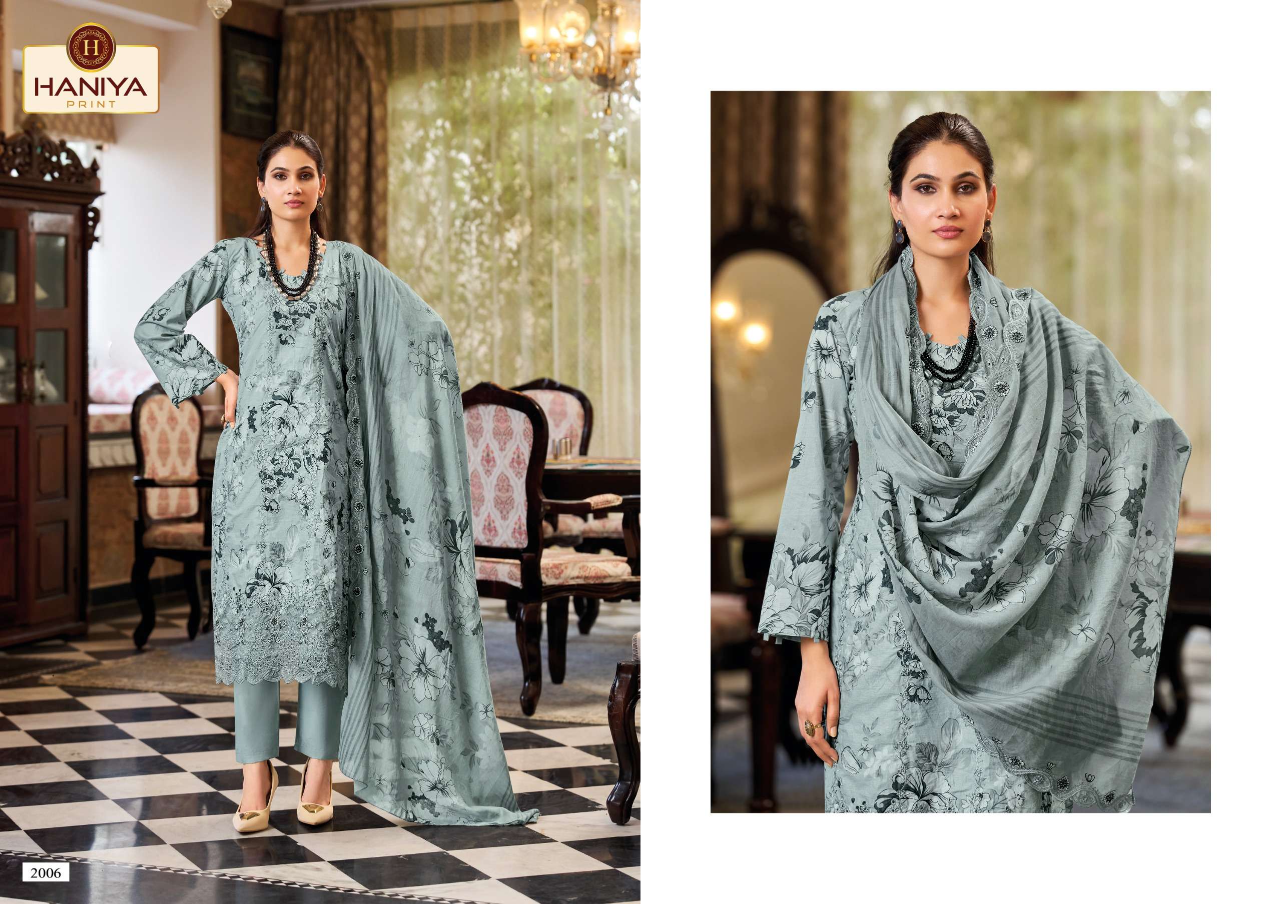 HANIYA PRINT NOOR E JAM COTTON DIGITAL PRINTS WITH EMBROIDERY DESIGNER WORK SUIT