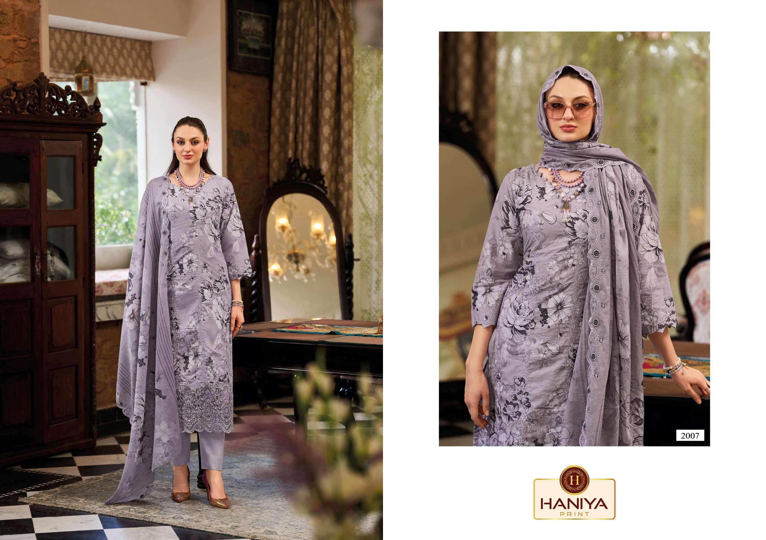 HANIYA PRINT NOOR E JAM COTTON DIGITAL PRINTS WITH EMBROIDERY DESIGNER WORK SUIT