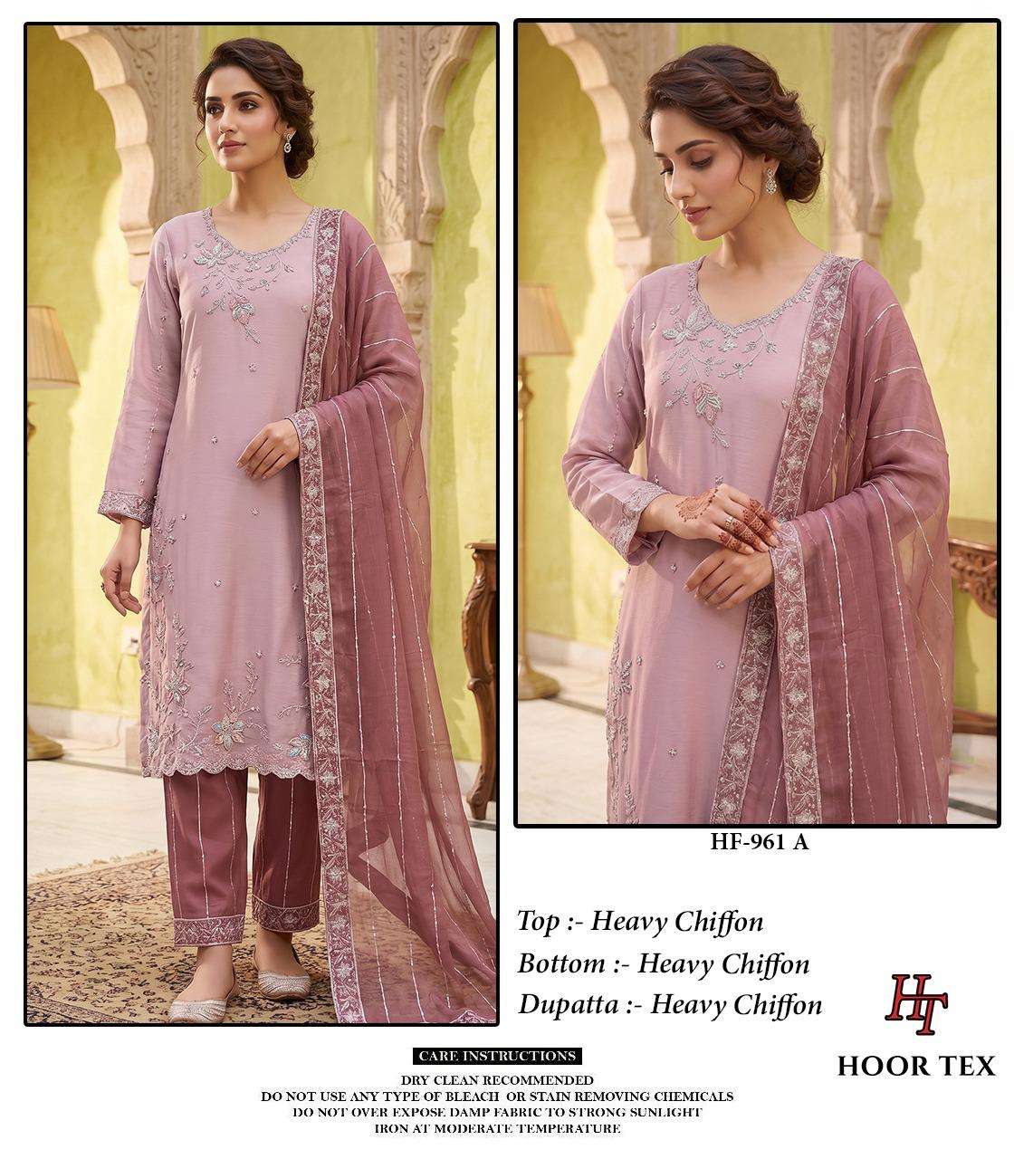 HOOR TEX HF 961 CHIFFON EMBROIDERED DESIGNER WORKED SUIT