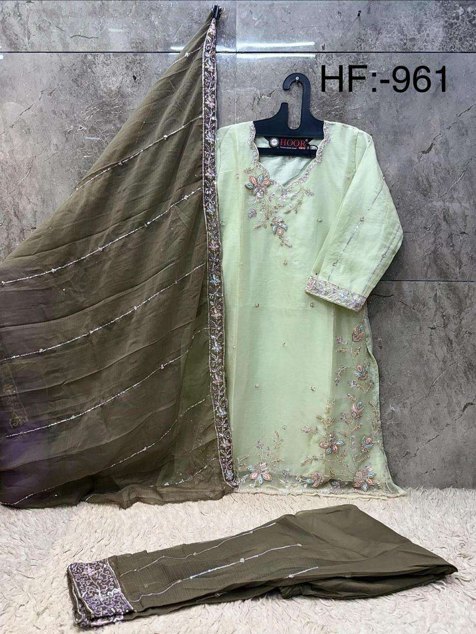 HOOR TEX HF 961 CHIFFON EMBROIDERED DESIGNER WORKED SUIT