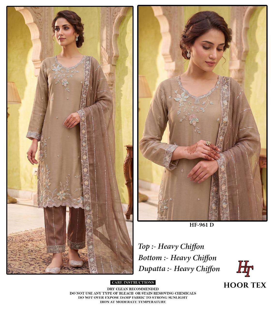 HOOR TEX HF 961 CHIFFON EMBROIDERED DESIGNER WORKED SUIT