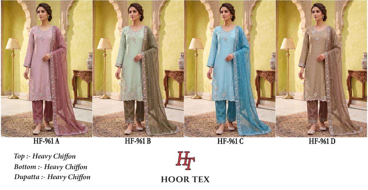 HOOR TEX HF 961 CHIFFON EMBROIDERED DESIGNER WORKED SUIT