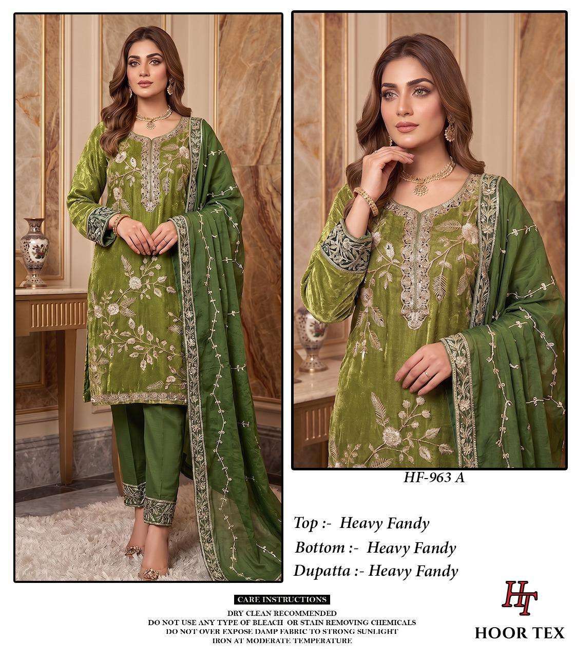 HOOR TEX HF 963 SILK EMBROIDERY DESIGNER READY MADE SUIT