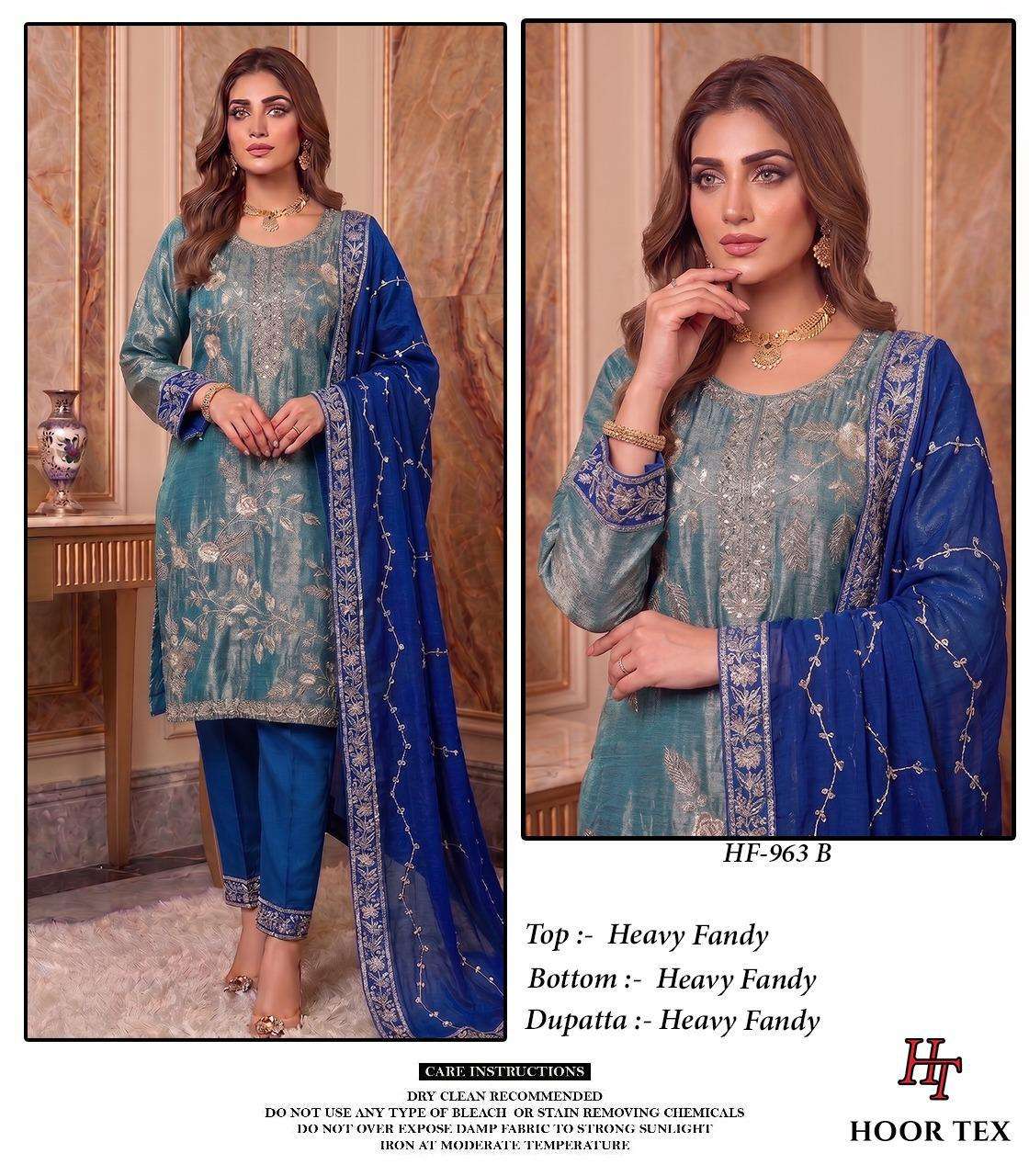 HOOR TEX HF 963 SILK EMBROIDERY DESIGNER READY MADE SUIT