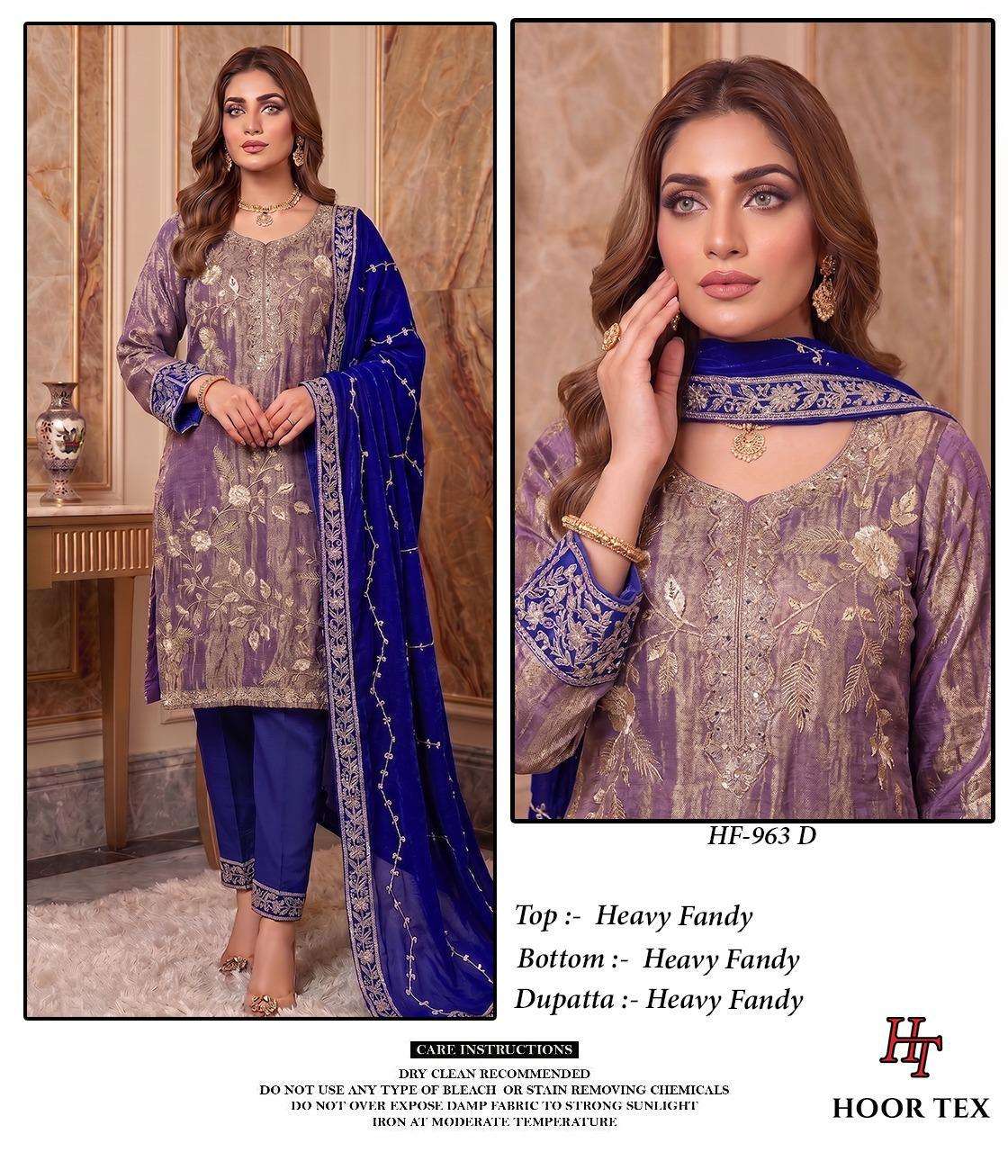 HOOR TEX HF 963 SILK EMBROIDERY DESIGNER READY MADE SUIT